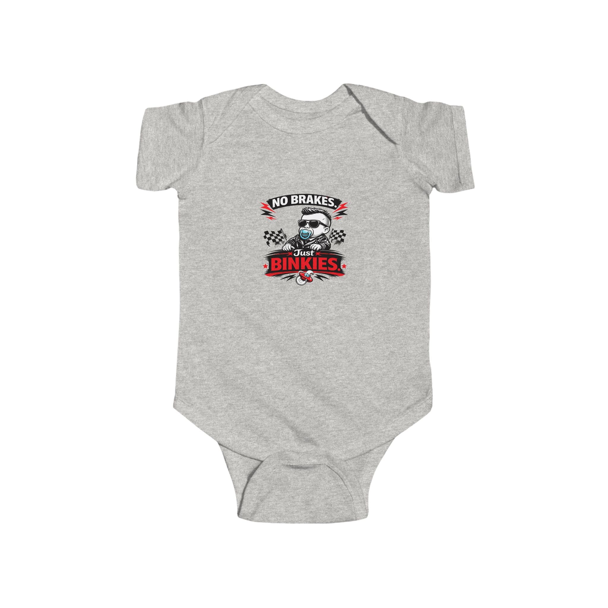 Infant Bodysuit — 'No Brakes, Just Binkies' Brakeless Racing Baby Onesie