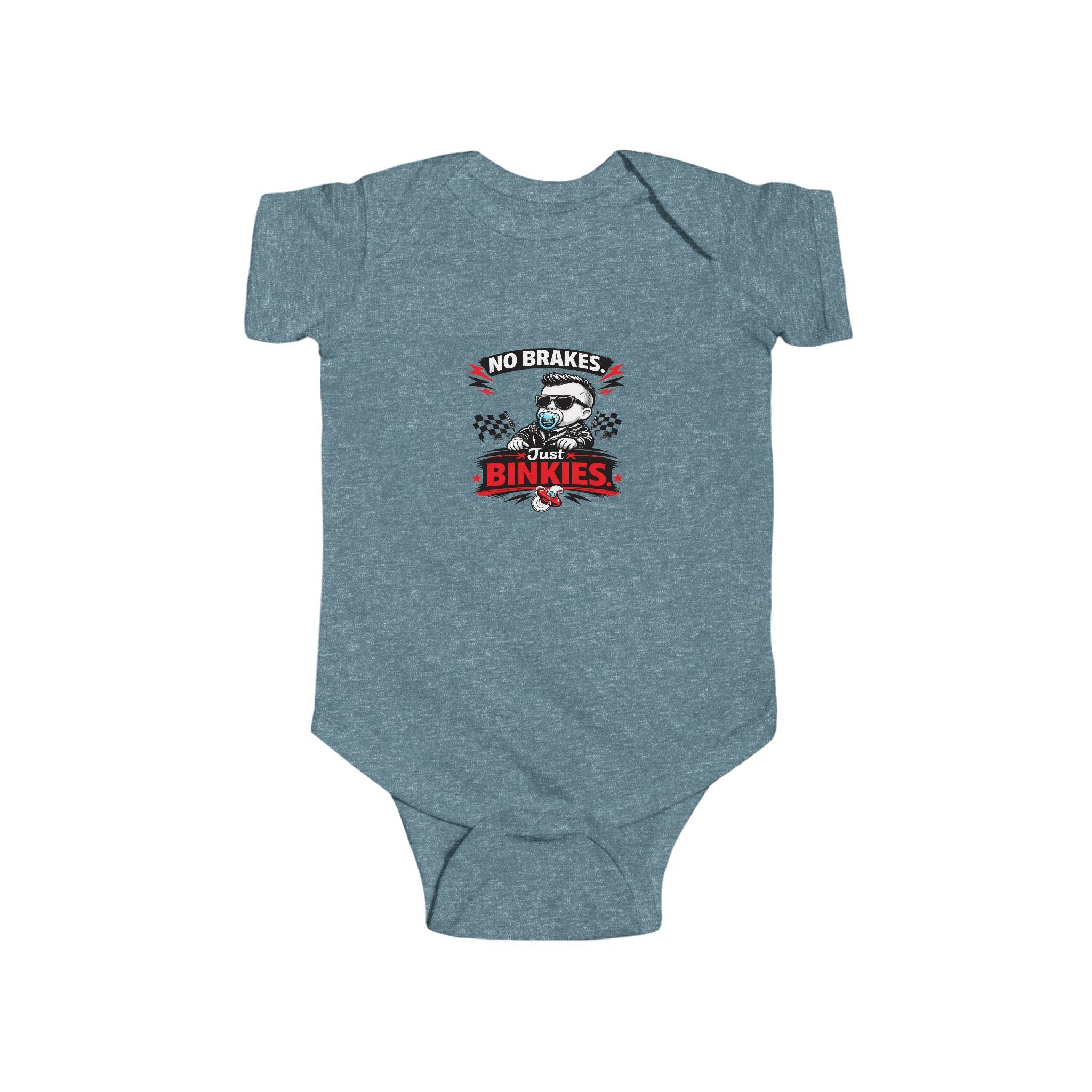 Infant Bodysuit — 'No Brakes, Just Binkies' Brakeless Racing Baby Onesie