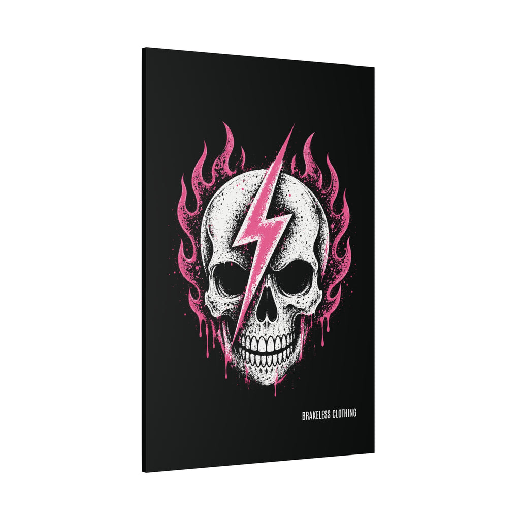Pink Lightning Skull Canvas - BRAKELESS SEND IT ART