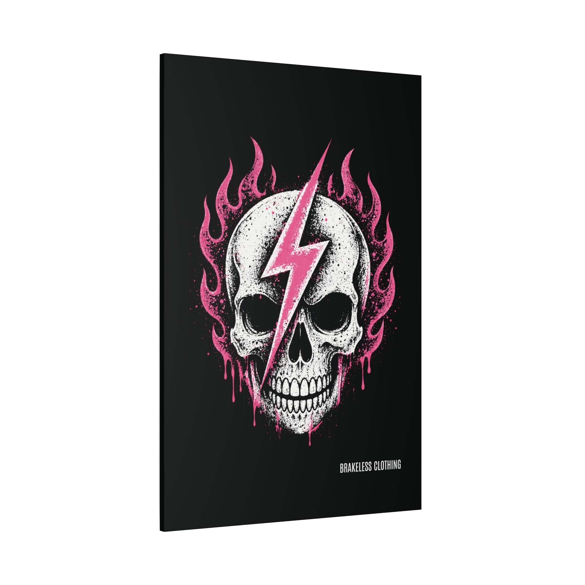 Pink Lightning Skull Canvas - BRAKELESS SEND IT ART