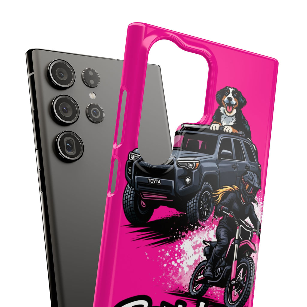 Phone Case — 'Brakeless Clothing' Off‑Road Motorcycle & 4x4 Design (Pink)