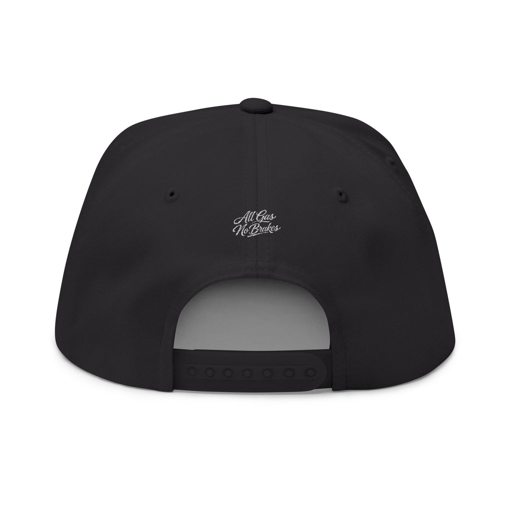 Brakeless Embroidered Flat Bill Cap — 'No Brakes, Bad Decisions'