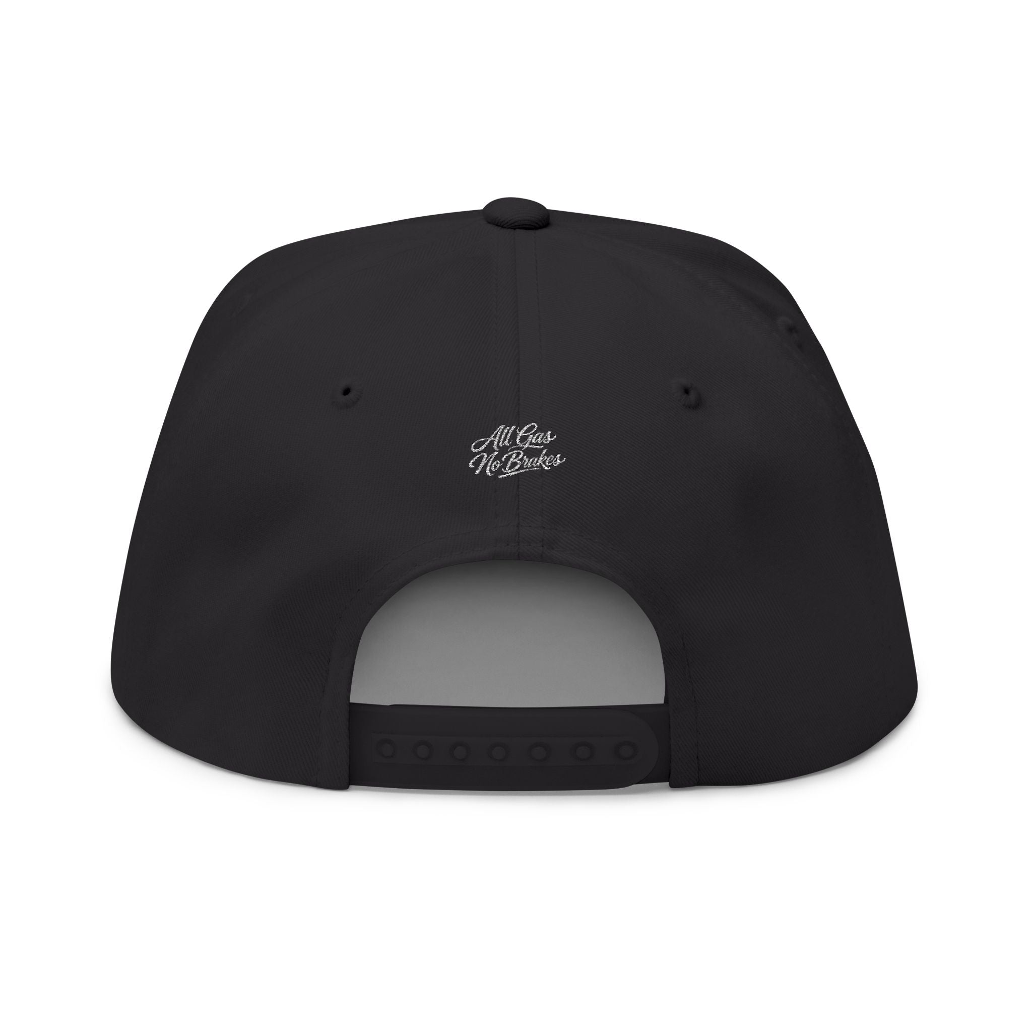 Brakeless Embroidered Flat Bill Cap — 'No Brakes, Bad Decisions'