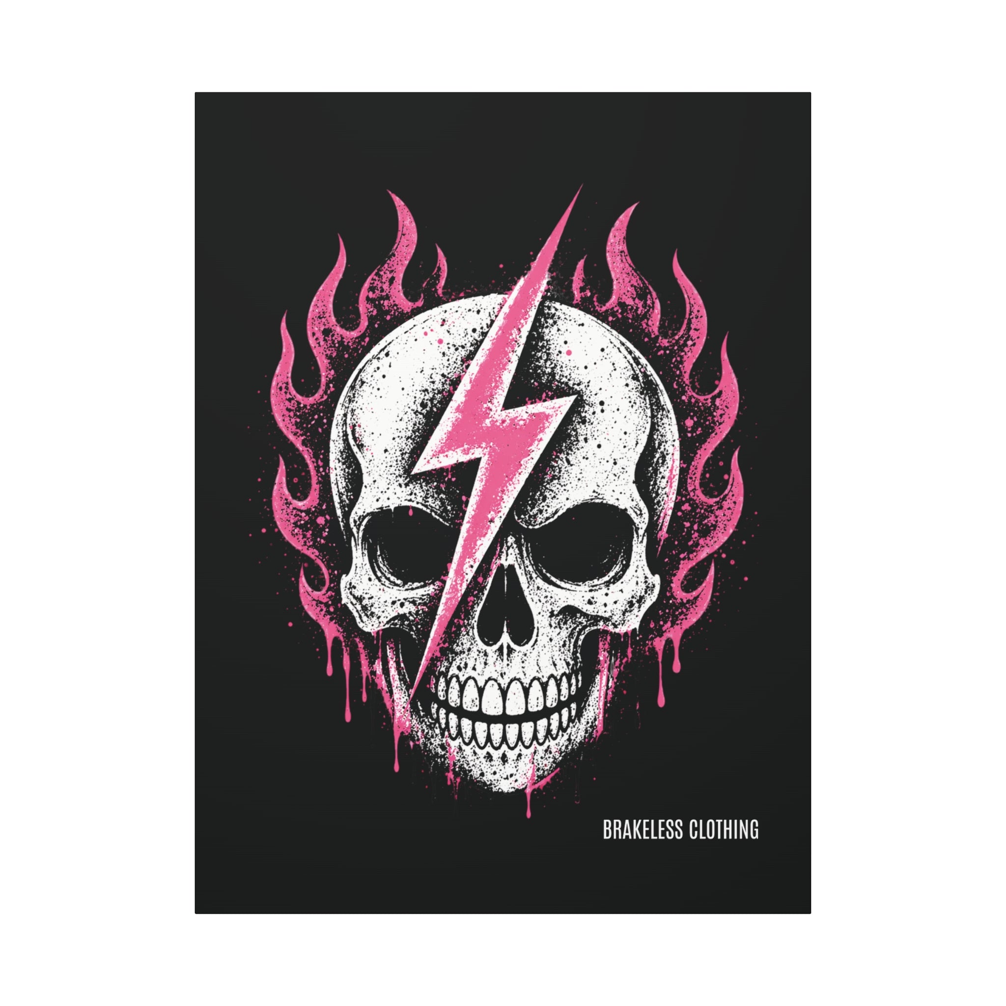 Pink Lightning Skull Canvas - BRAKELESS SEND IT ART