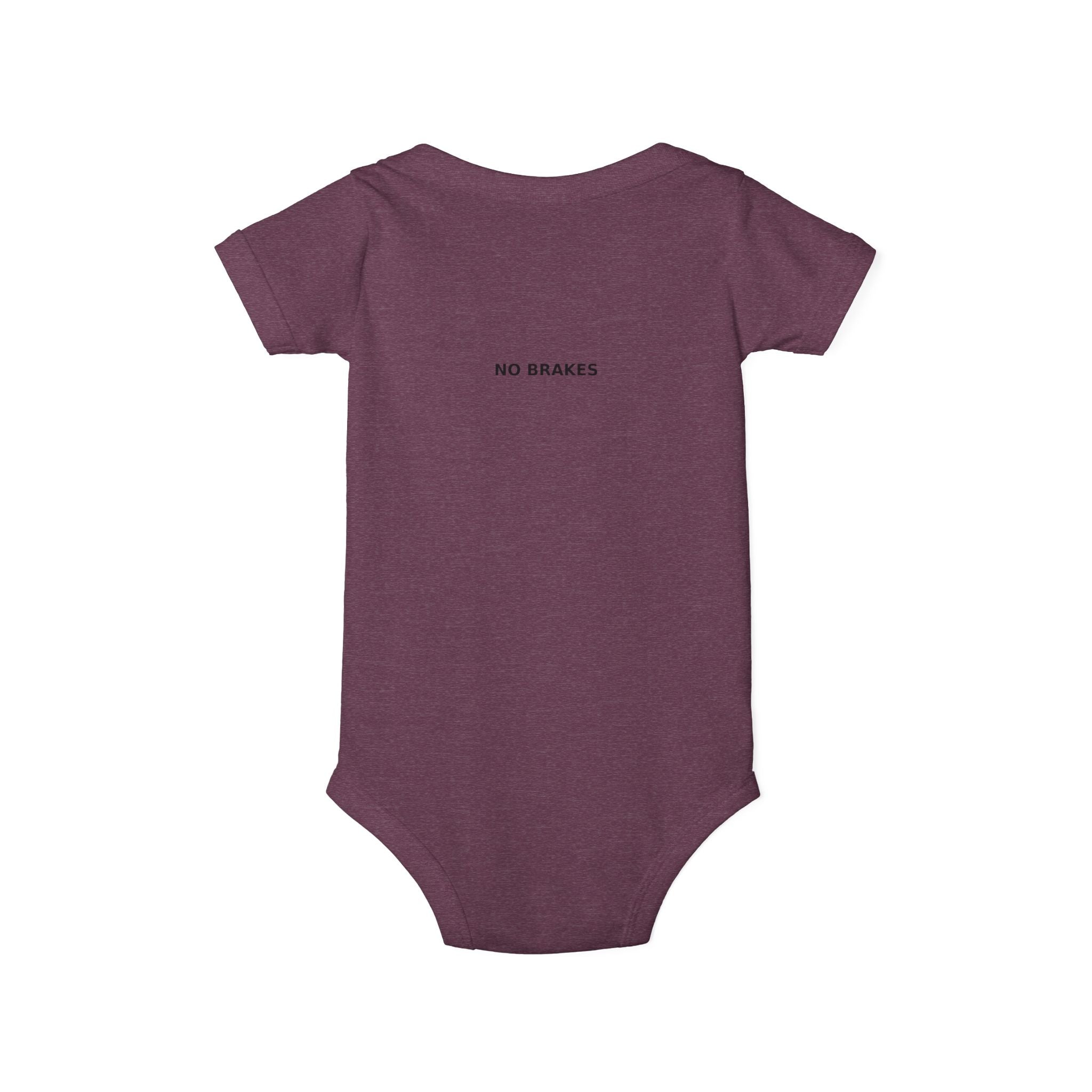 Infant One-Piece Bodysuit — ‘No Brakes’ Retro Motorcycle Chest Graphic