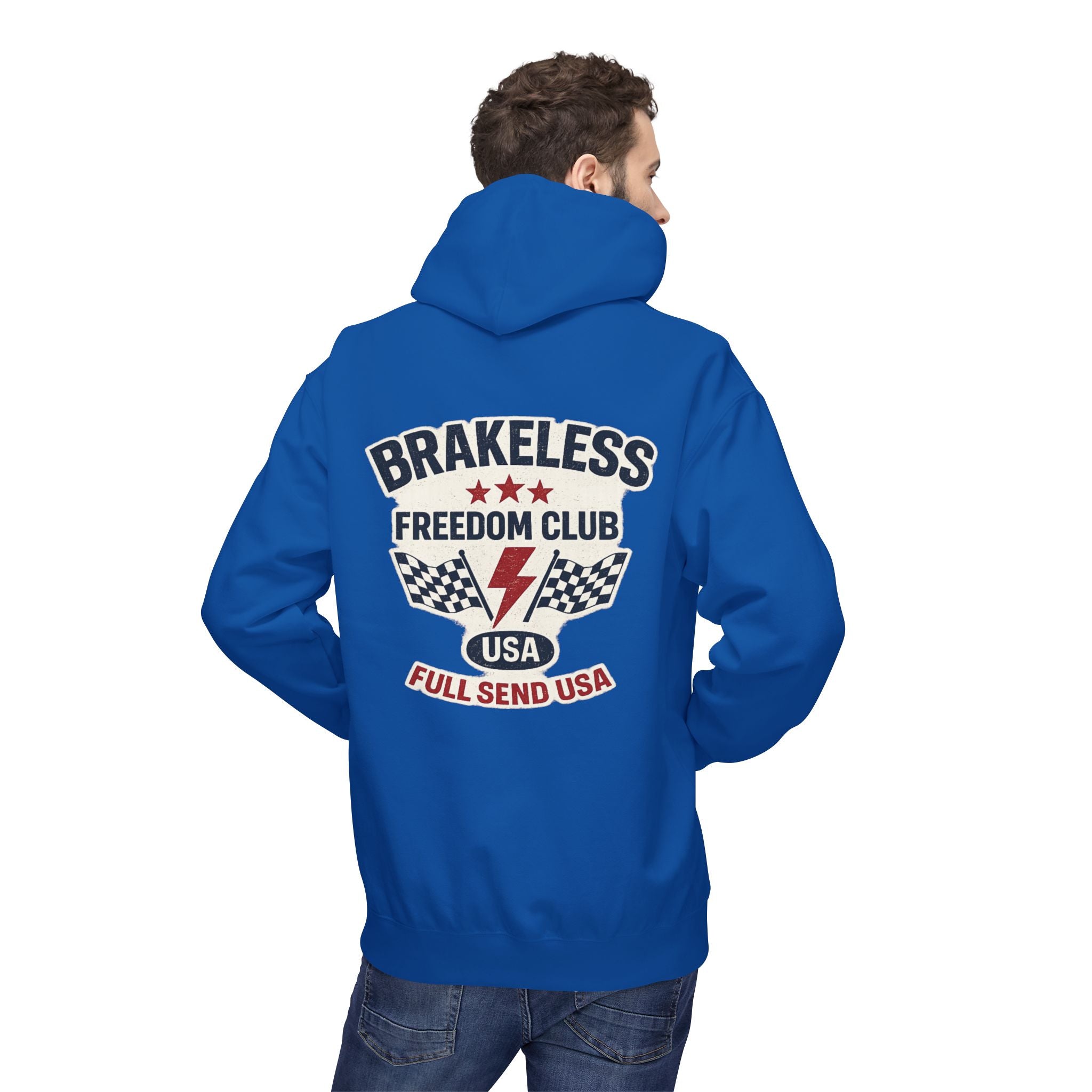 Brakeless Freedom Club Hoodie — 'No Brakes. Just Freedom.' Racing Pullover