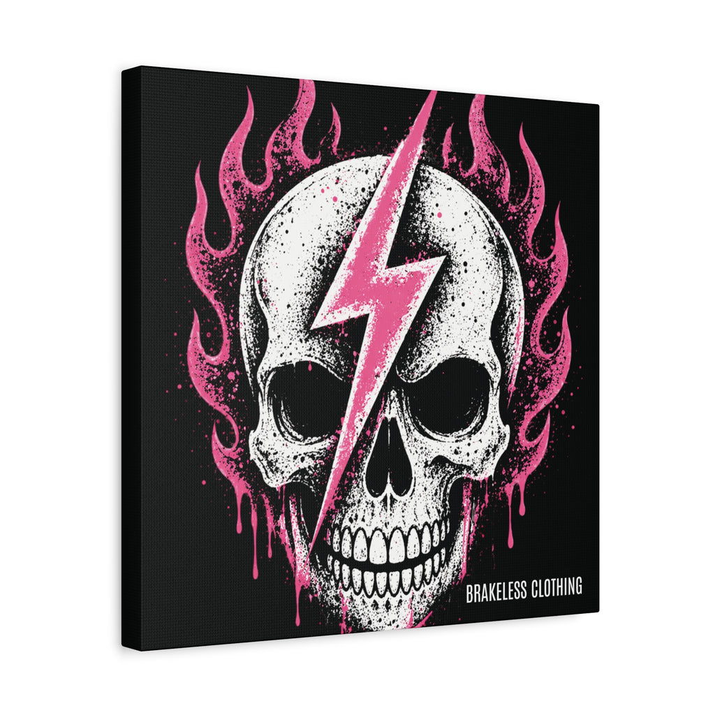 Pink Lightning Skull Canvas - BRAKELESS SEND IT ART