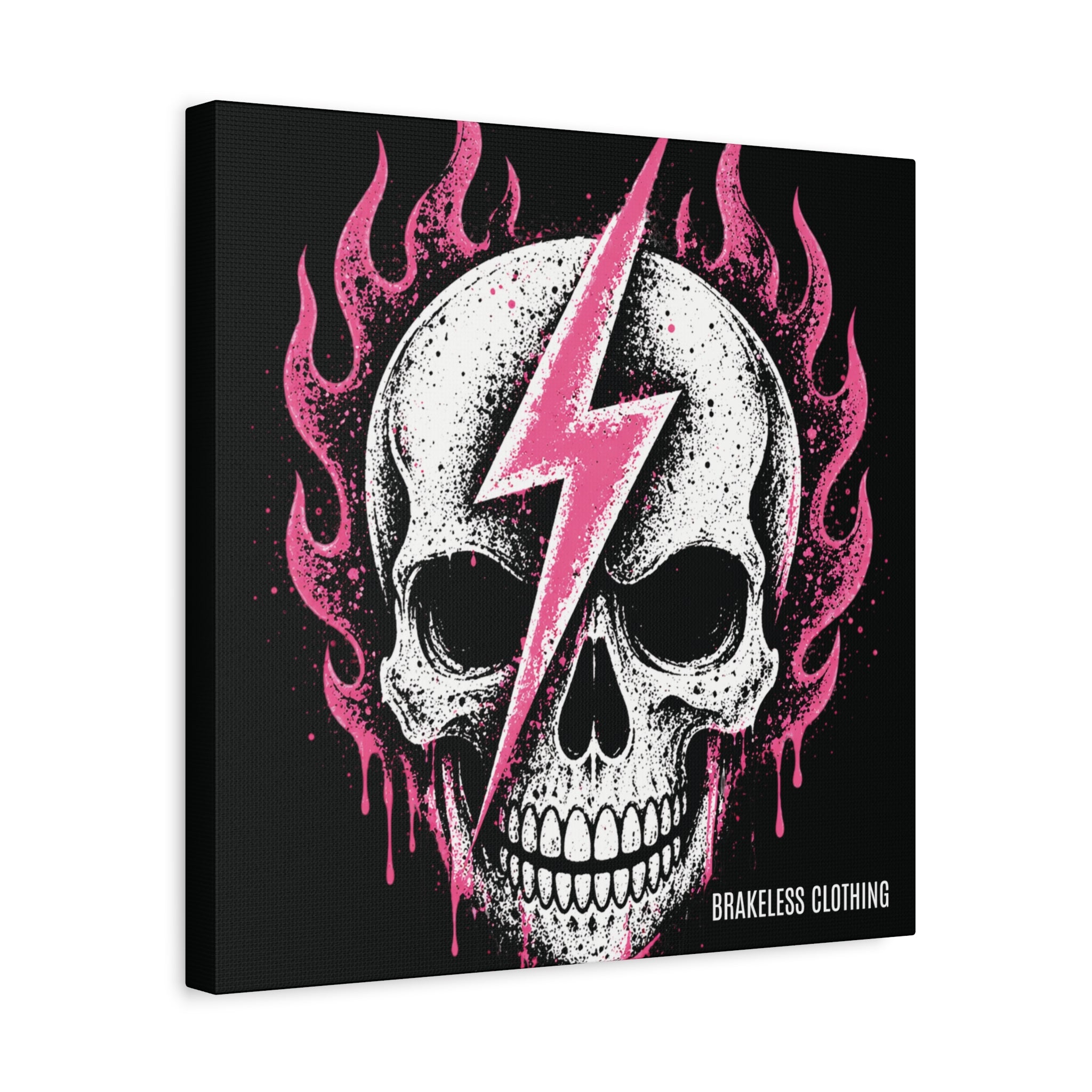 Pink Lightning Skull Canvas - BRAKELESS SEND IT ART