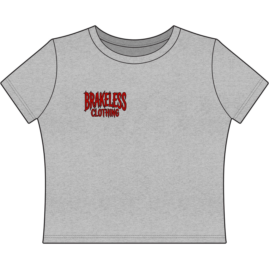 BRAKELESS CLOTHING— "I Only Brake to Break Hearts" Skull Graphic Crop Top