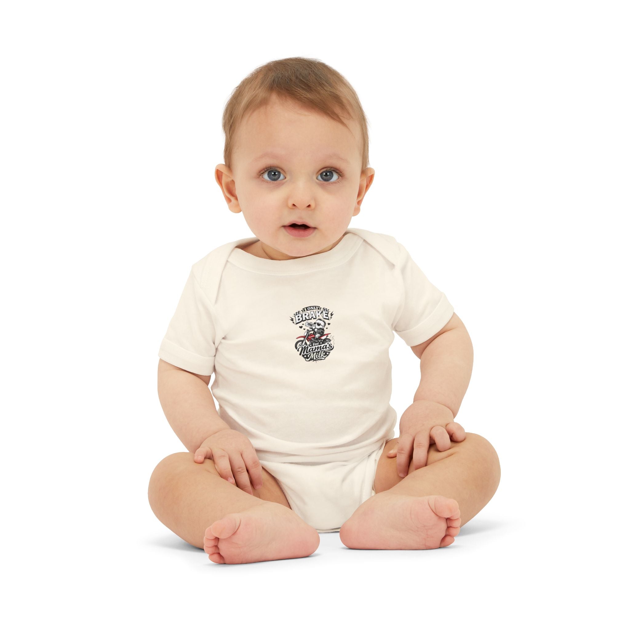 Infant One-Piece Bodysuit — ‘No Brakes’ Retro Motorcycle Chest Graphic