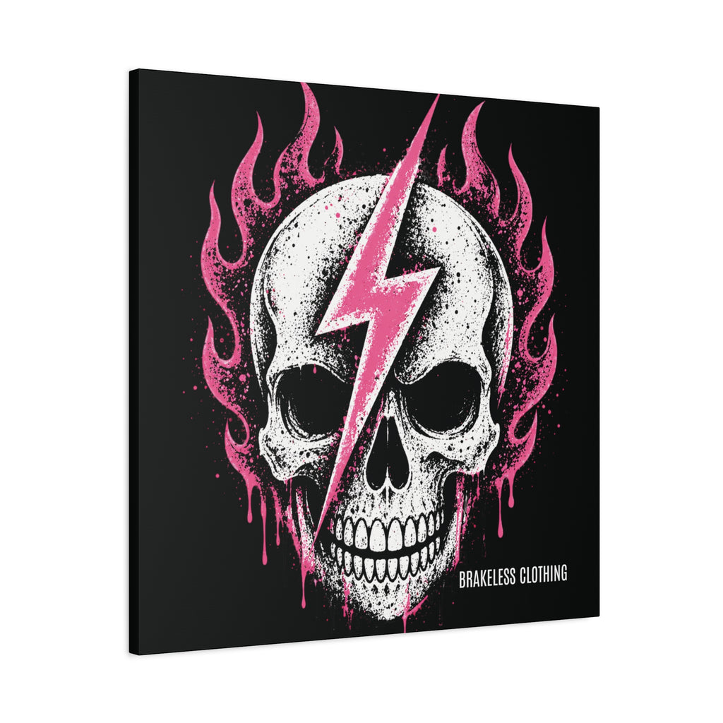 Pink Lightning Skull Canvas - BRAKELESS SEND IT ART
