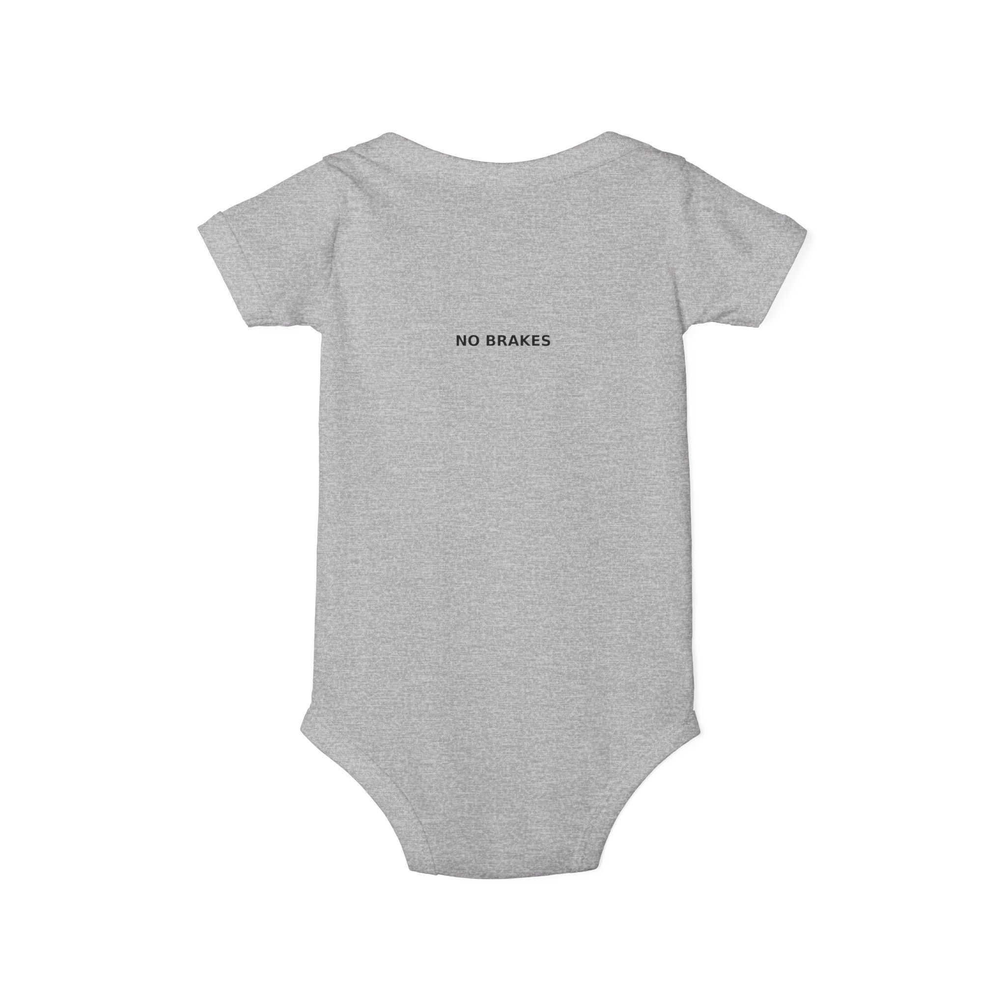 Infant One-Piece Bodysuit — ‘No Brakes’ Retro Motorcycle Chest Graphic
