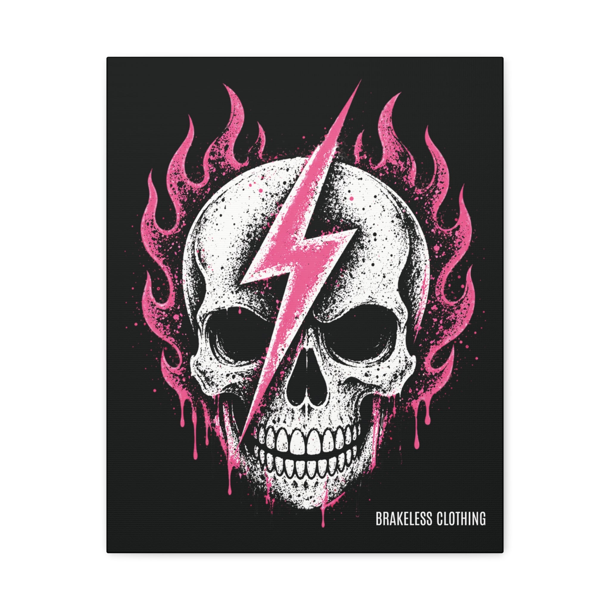 Pink Lightning Skull Canvas - BRAKELESS SEND IT ART