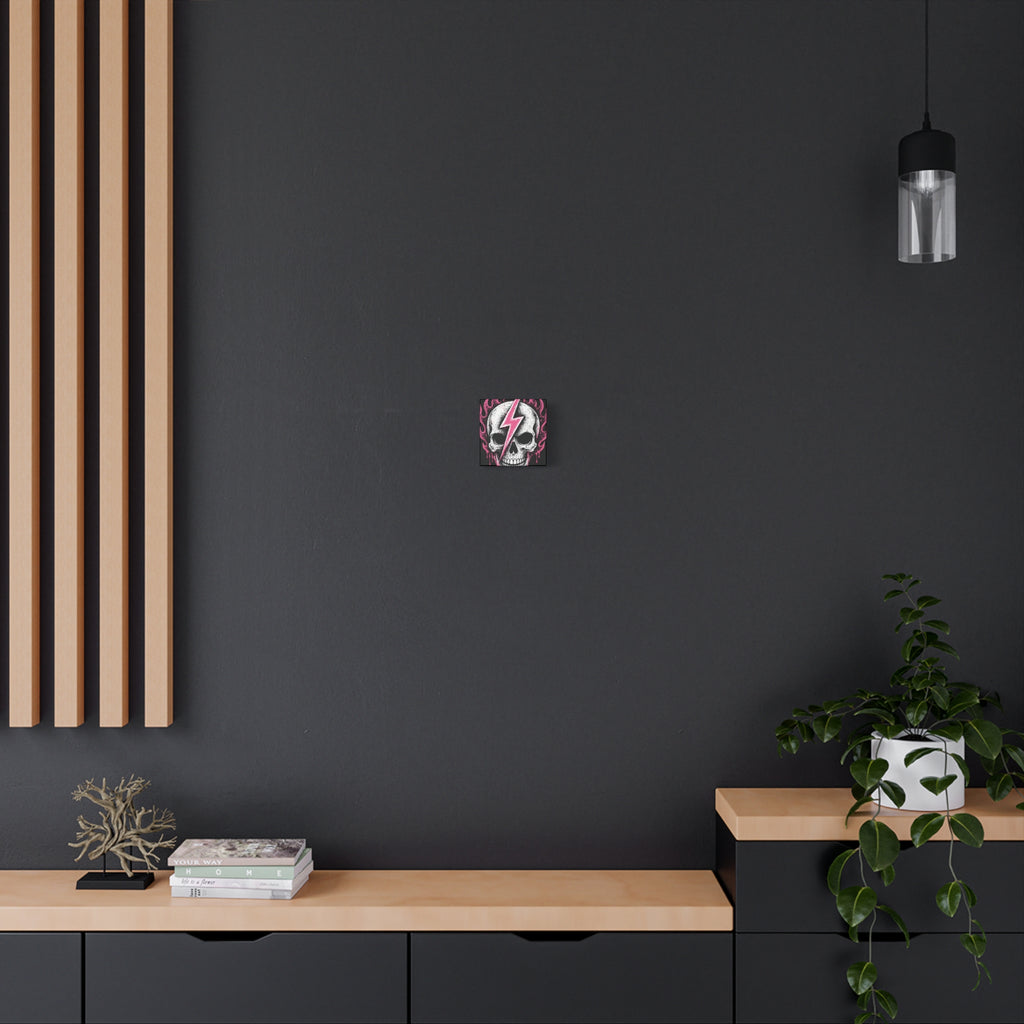 Pink Lightning Skull Canvas - BRAKELESS SEND IT ART