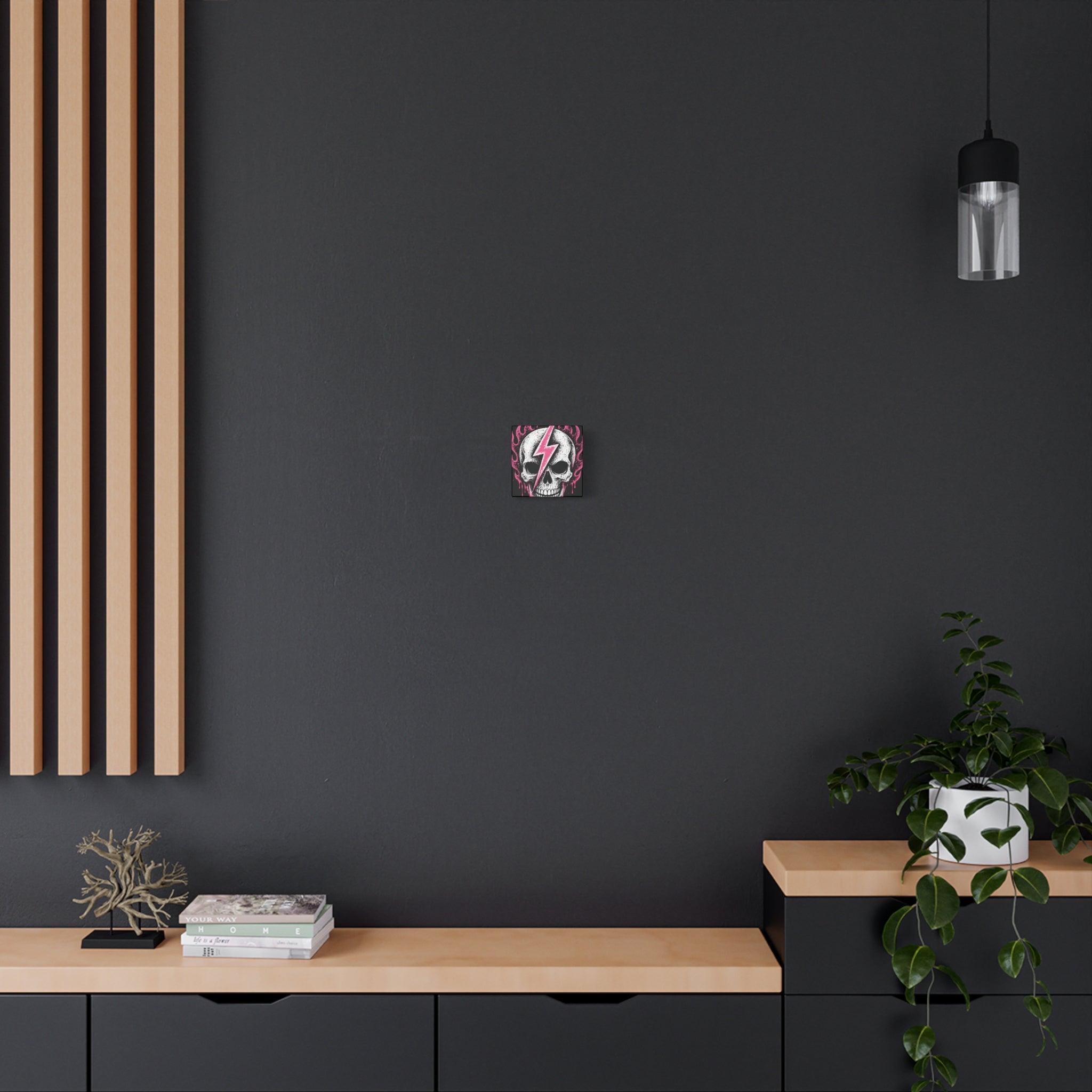 Pink Lightning Skull Canvas - BRAKELESS SEND IT ART