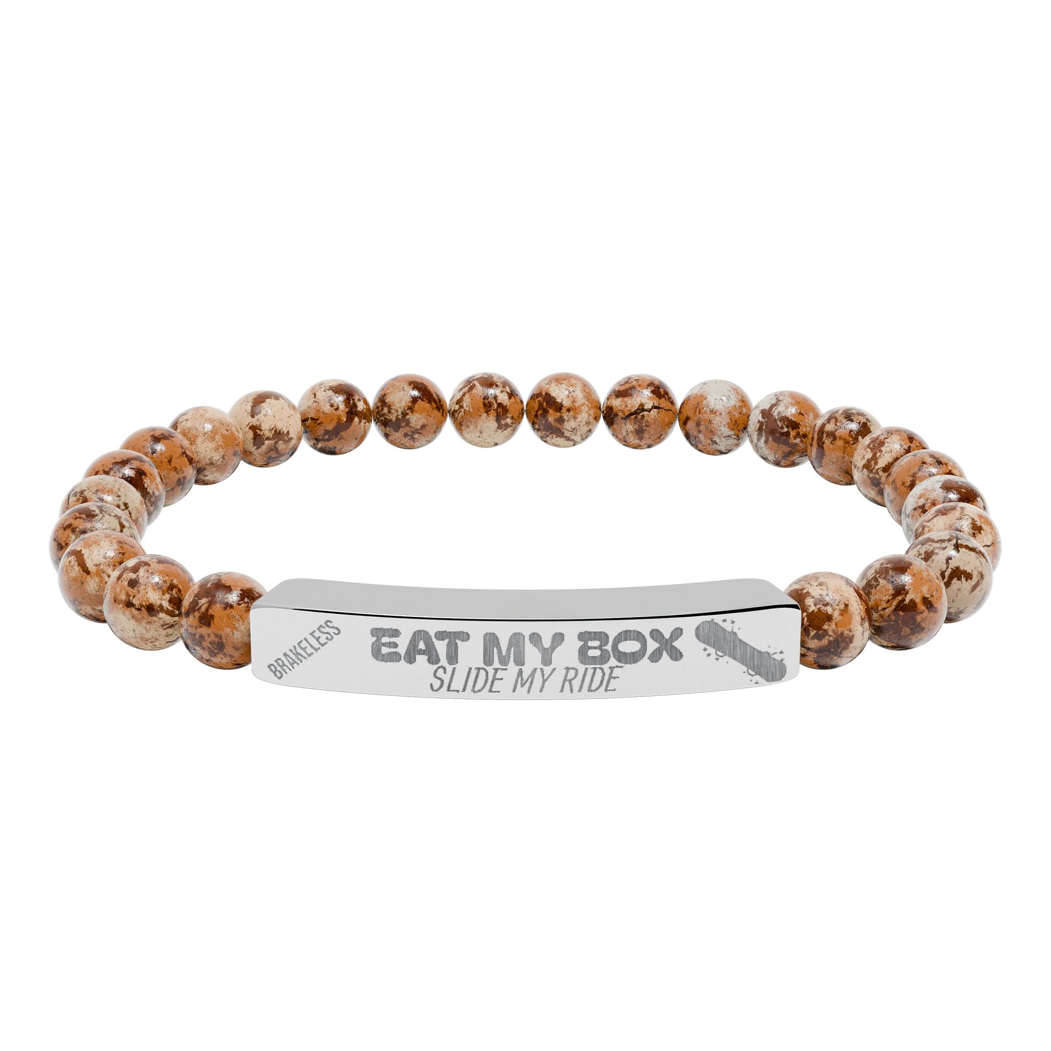 Engraved Natural Stone Stretch Bracelet — "EAT MY BOX" Bar