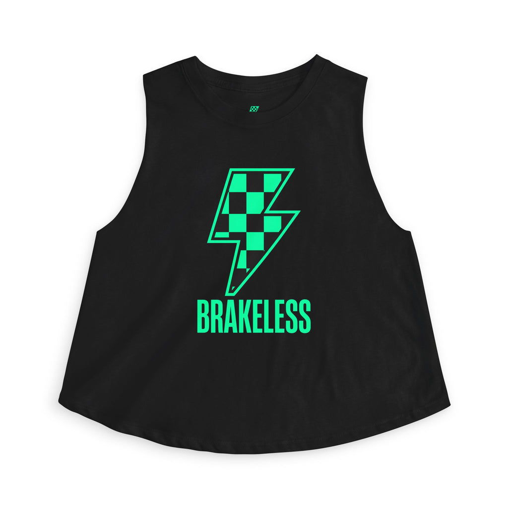 Brakeless Neon Checkered Lightning Crop Top – Women's Racer Tank