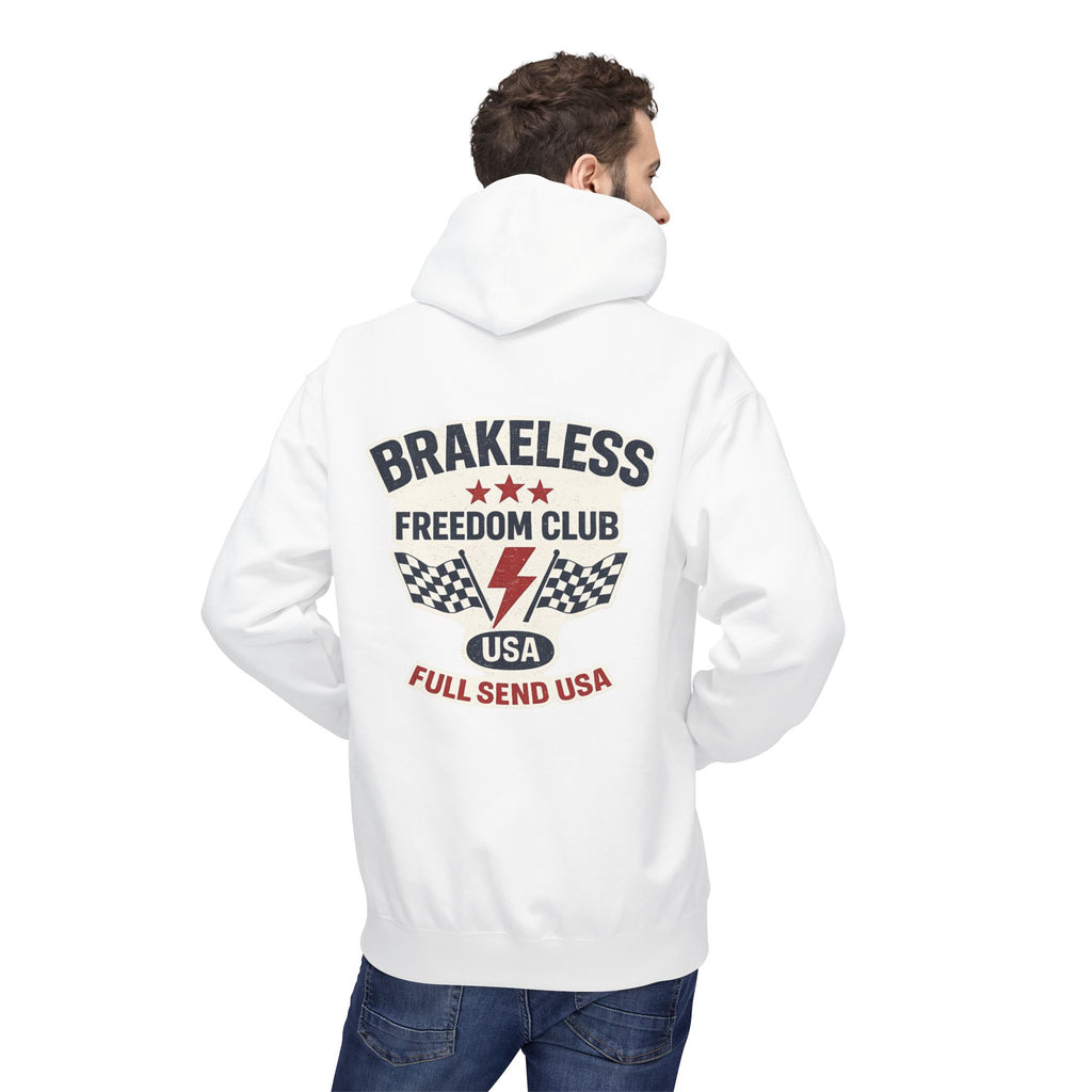 Brakeless Freedom Club Hoodie — 'No Brakes. Just Freedom.' Racing Pullover