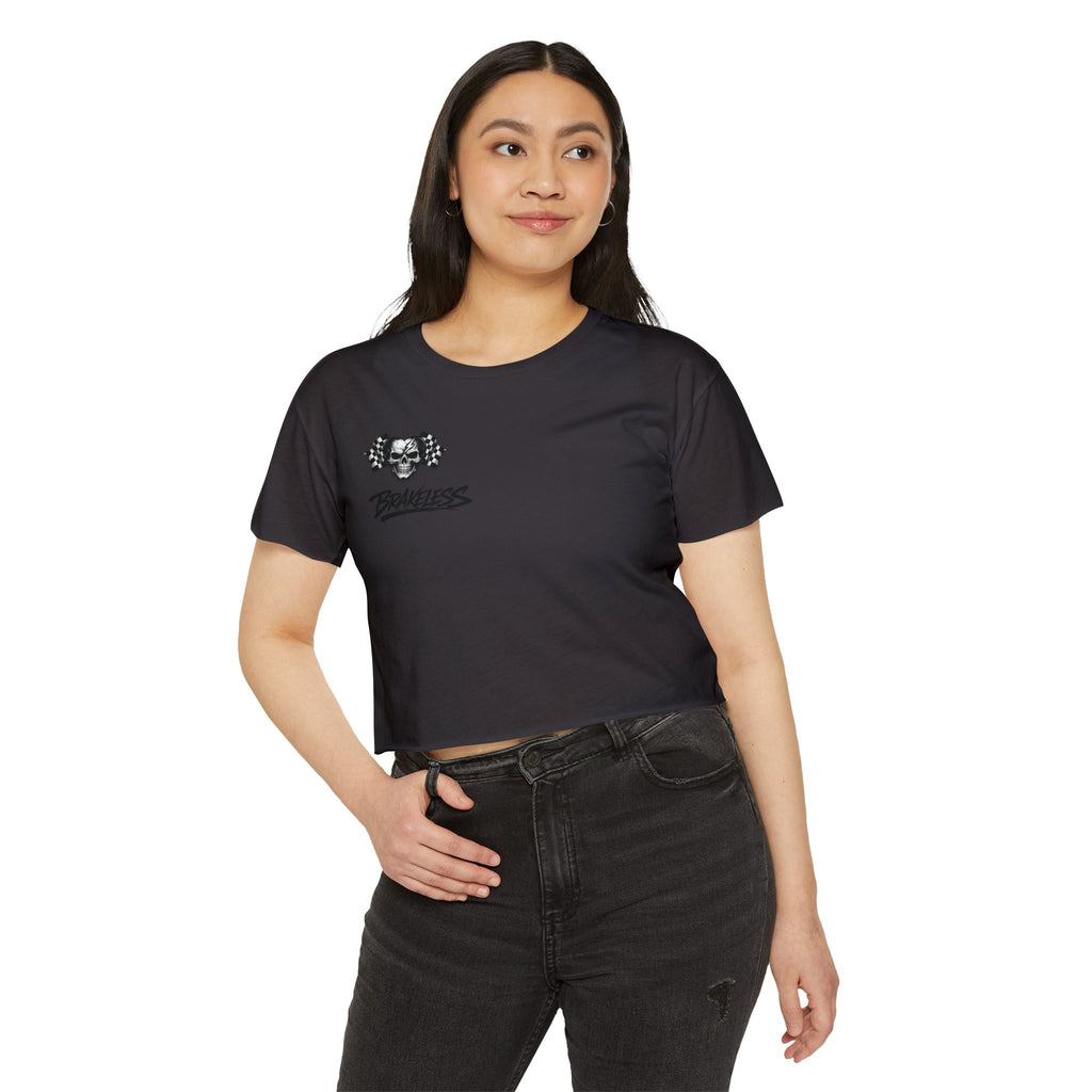 MOTO Crop Top — BRAKELESS CLOTHING Skull Motorcycle Logo Women's Graphic Top