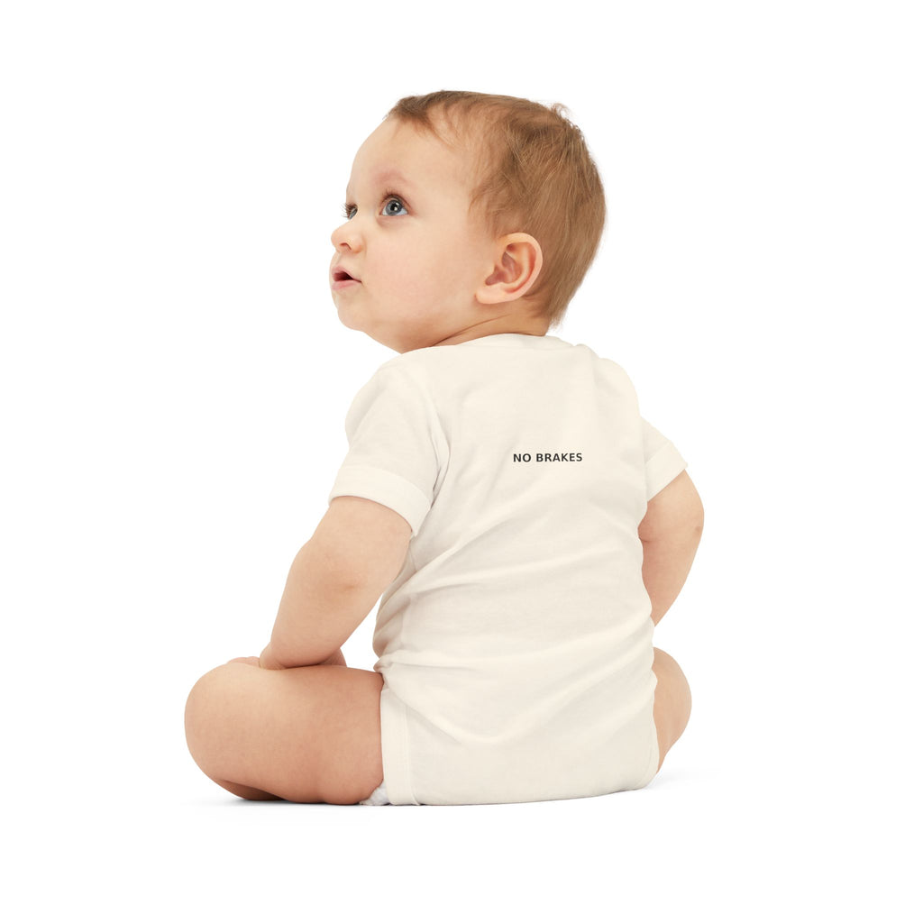 Infant One-Piece Bodysuit — ‘No Brakes’ Retro Motorcycle Chest Graphic