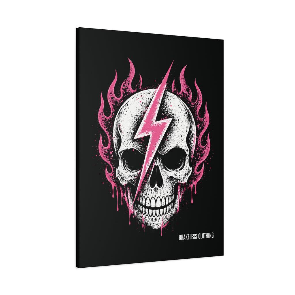 Pink Lightning Skull Canvas - BRAKELESS SEND IT ART