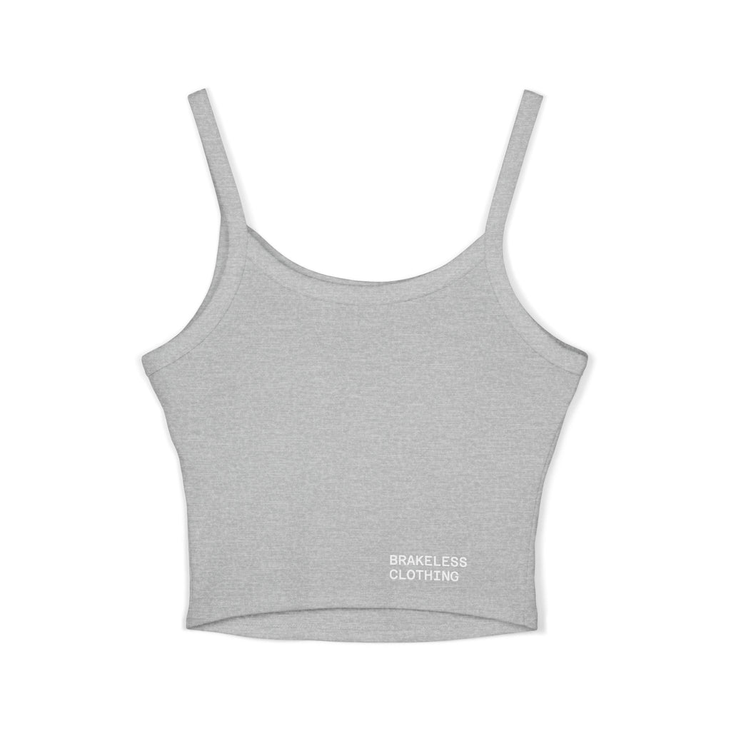 Brakeless Crop Tank — 'Brakeless' Graphic Spaghetti Strap Tank Top with Eat My Box Design