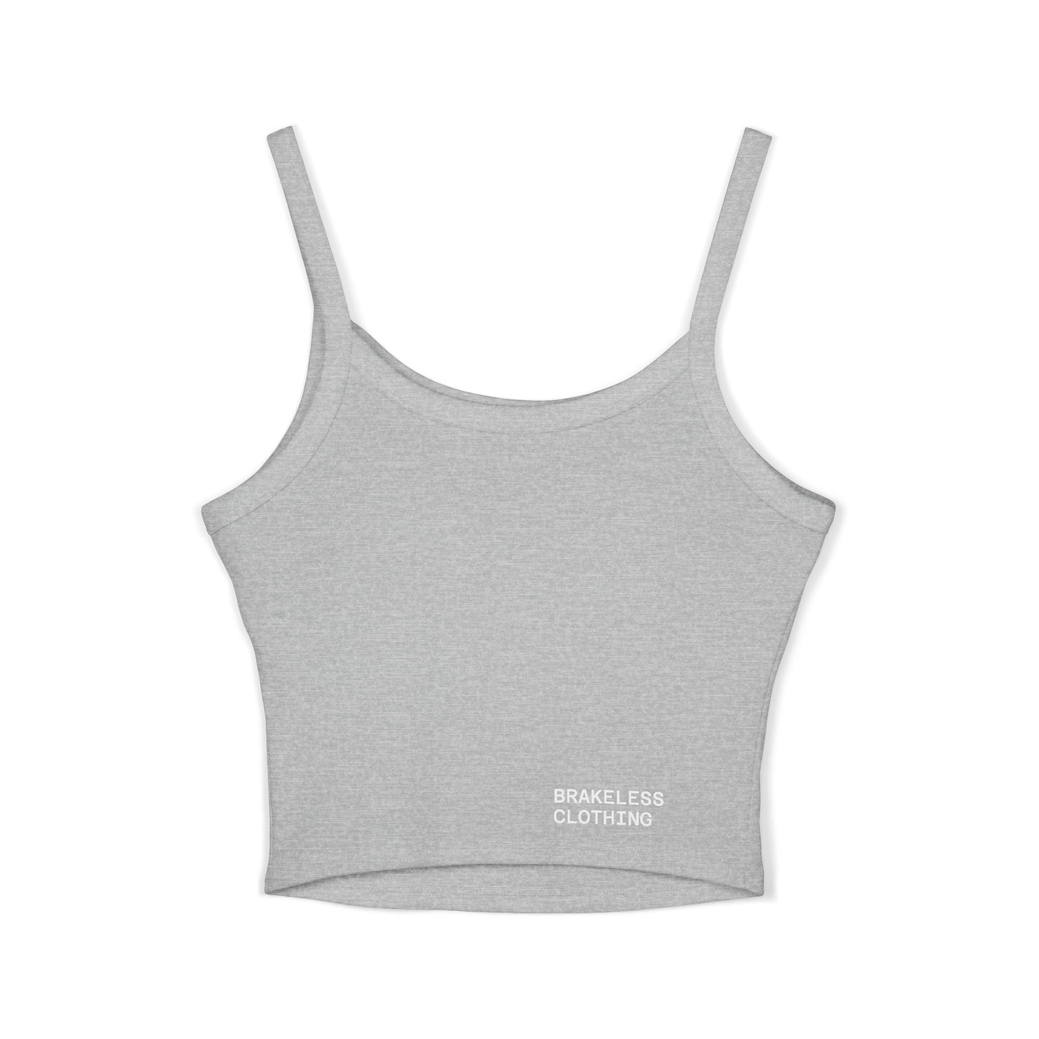 Brakeless Crop Tank — 'Brakeless' Graphic Spaghetti Strap Tank Top with Eat My Box Design