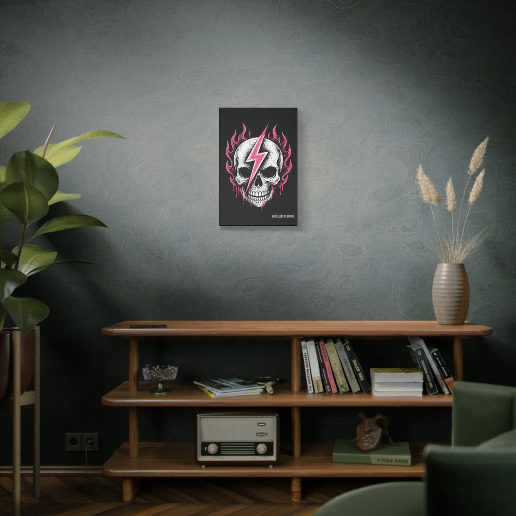 Pink Lightning Skull Canvas - BRAKELESS SEND IT ART