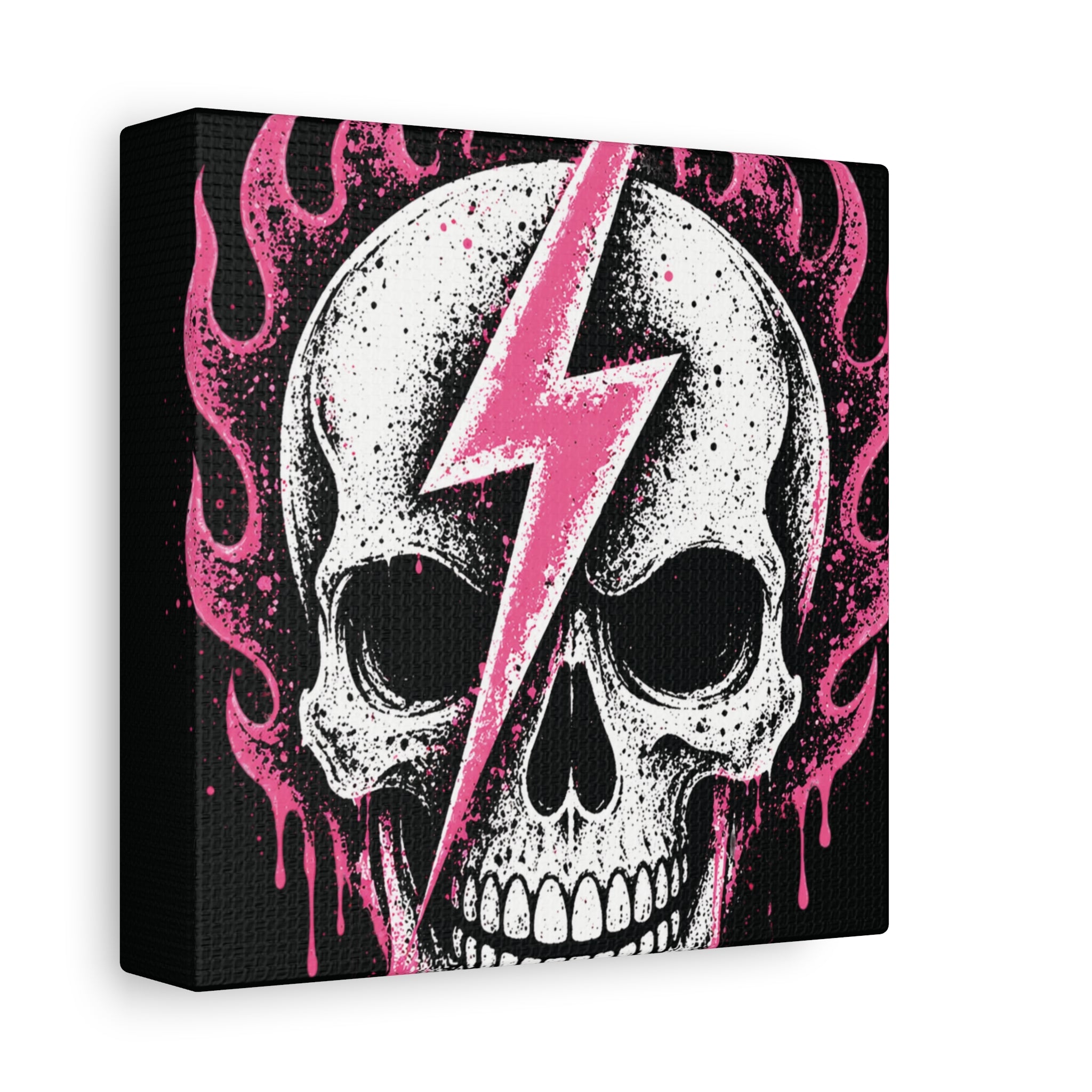 Pink Lightning Skull Canvas - BRAKELESS SEND IT ART