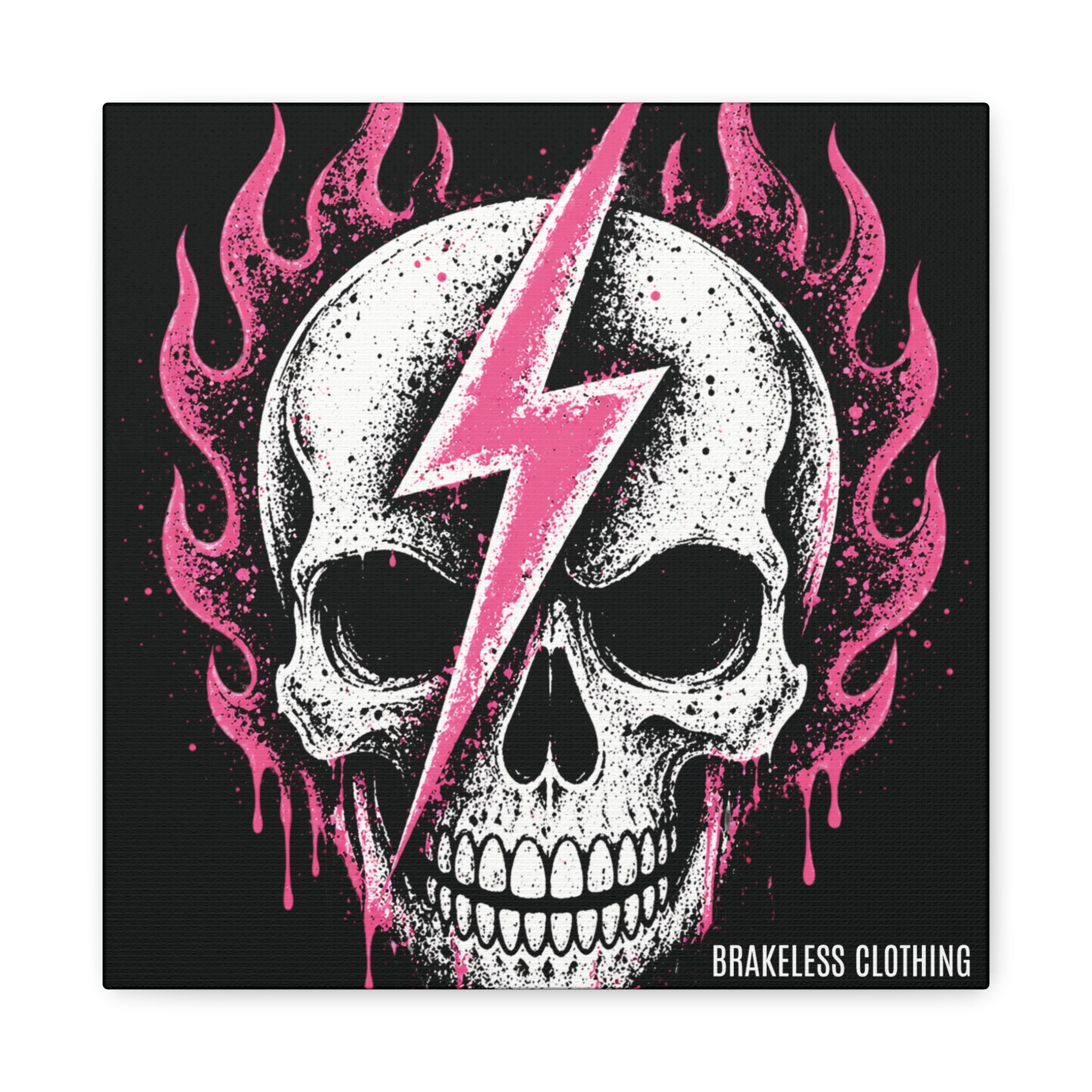 Pink Lightning Skull Canvas - BRAKELESS SEND IT ART