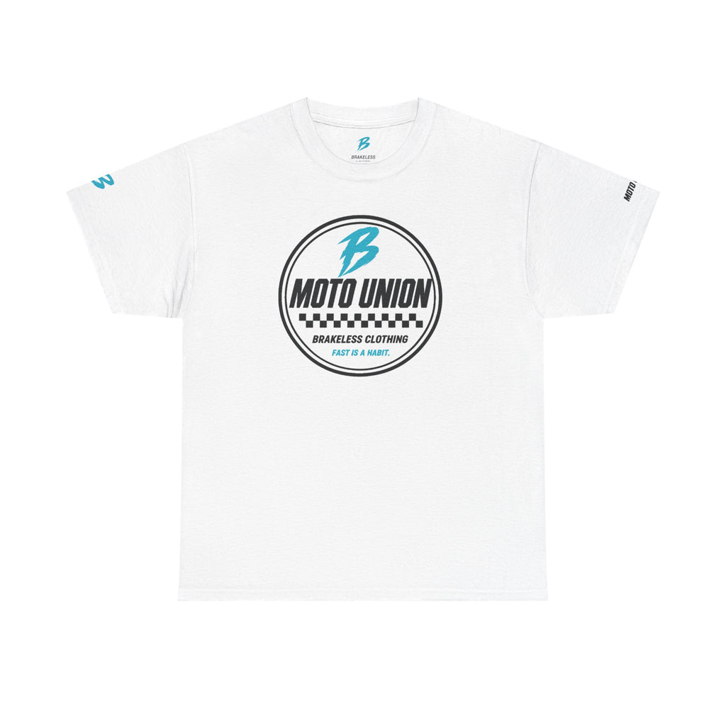 Moto Union Midweight Tee (White) — Unisex