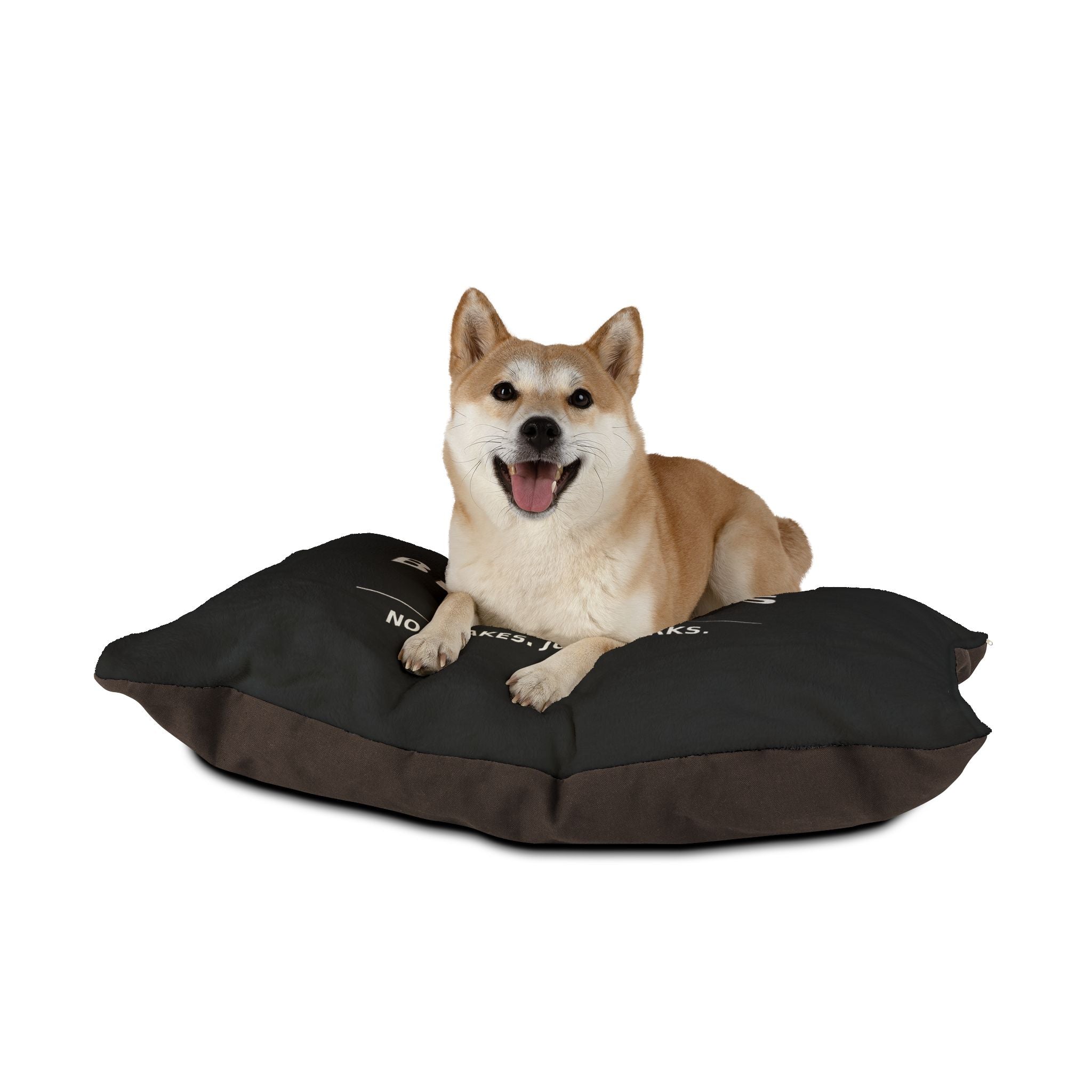 Brakeless Pets Plush Pet Bed — "No Brakes. Just Barks."