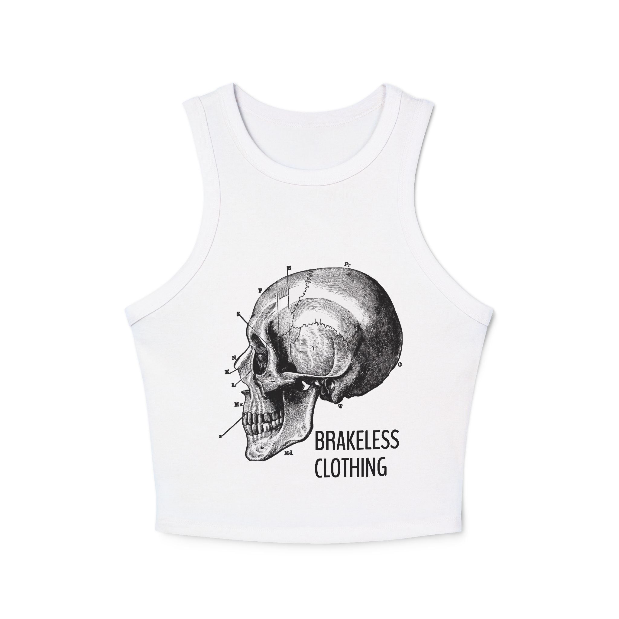 Skull Pin-Up Racer Tank — Brakeless Clothing Graphic Crop Top
