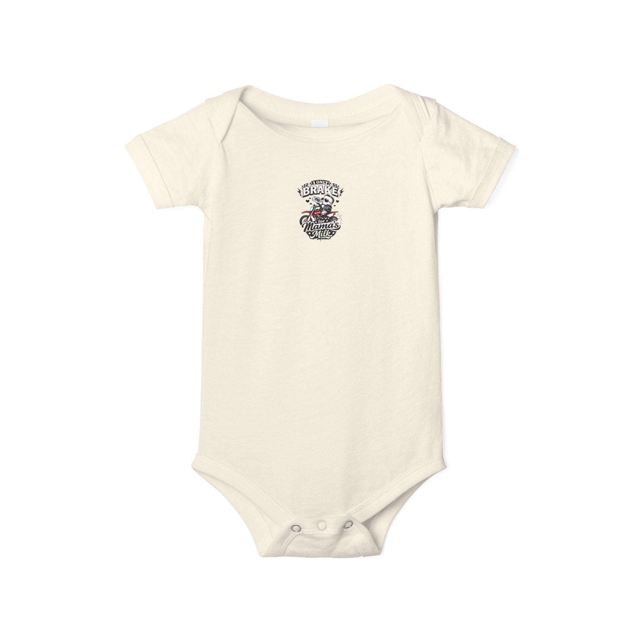 Infant One-Piece Bodysuit — ‘No Brakes’ Retro Motorcycle Chest Graphic