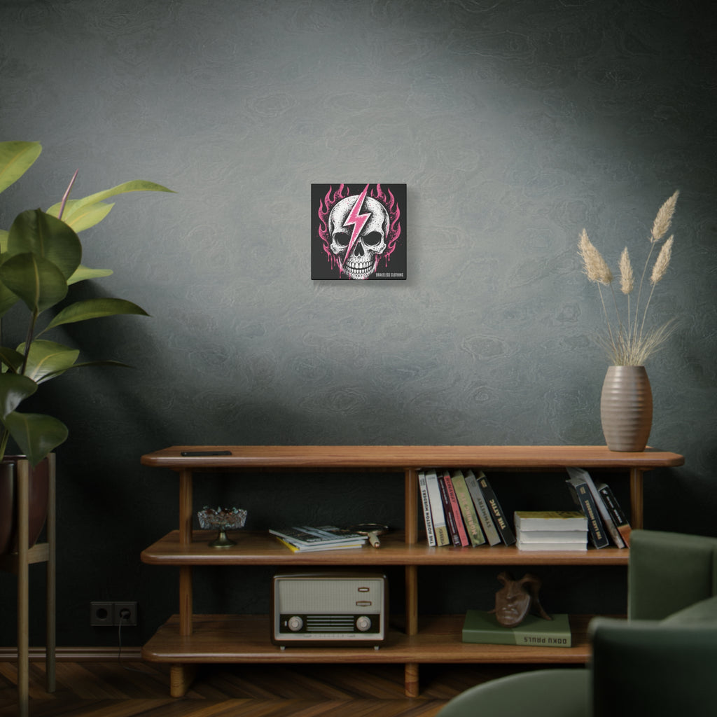 Pink Lightning Skull Canvas - BRAKELESS SEND IT ART