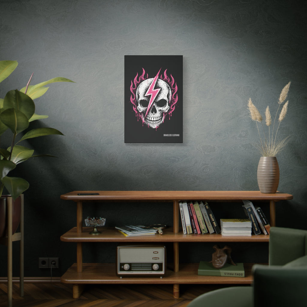 Pink Lightning Skull Canvas - BRAKELESS SEND IT ART