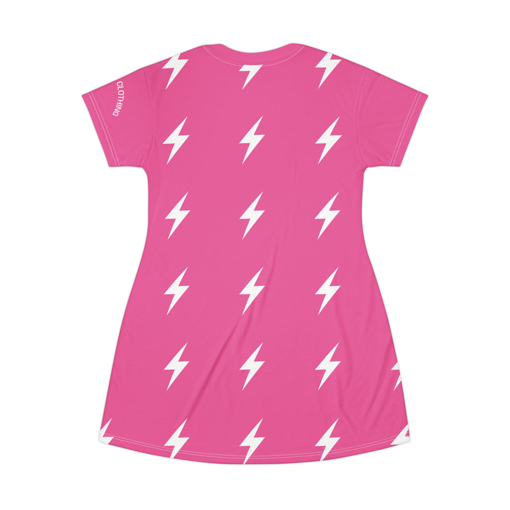 Pink Lightning Bolt T-SHIRT Dress — BRAKELESS CLOTHING ICONIC Dress