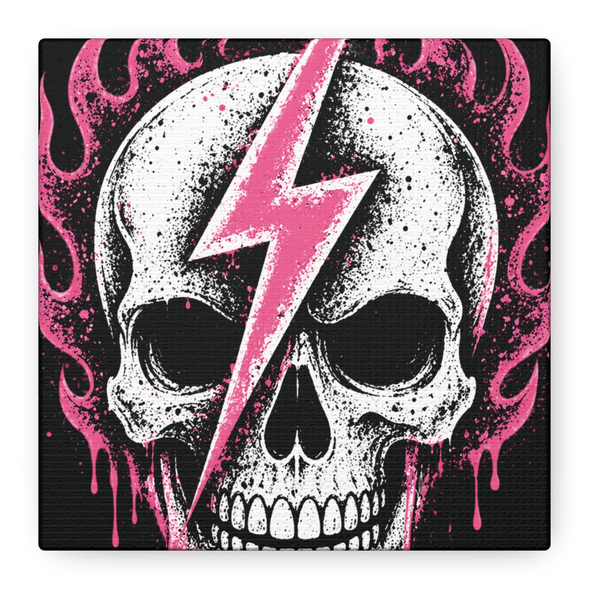 Pink Lightning Skull Canvas - BRAKELESS SEND IT ART