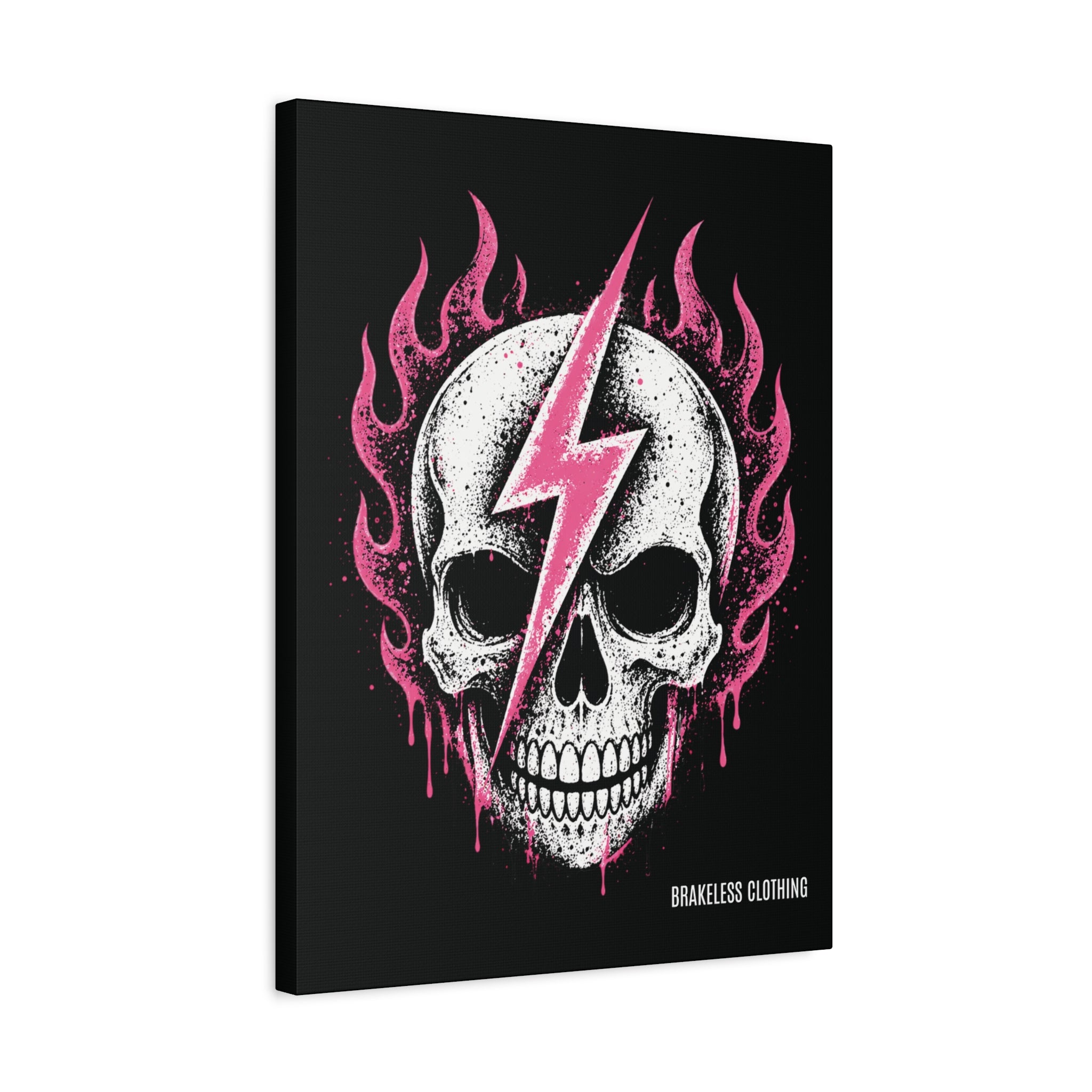 Pink Lightning Skull Canvas - BRAKELESS SEND IT ART
