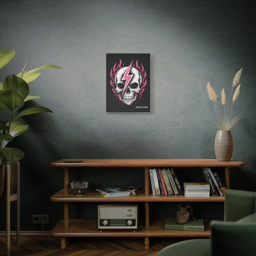 Pink Lightning Skull Canvas - BRAKELESS SEND IT ART