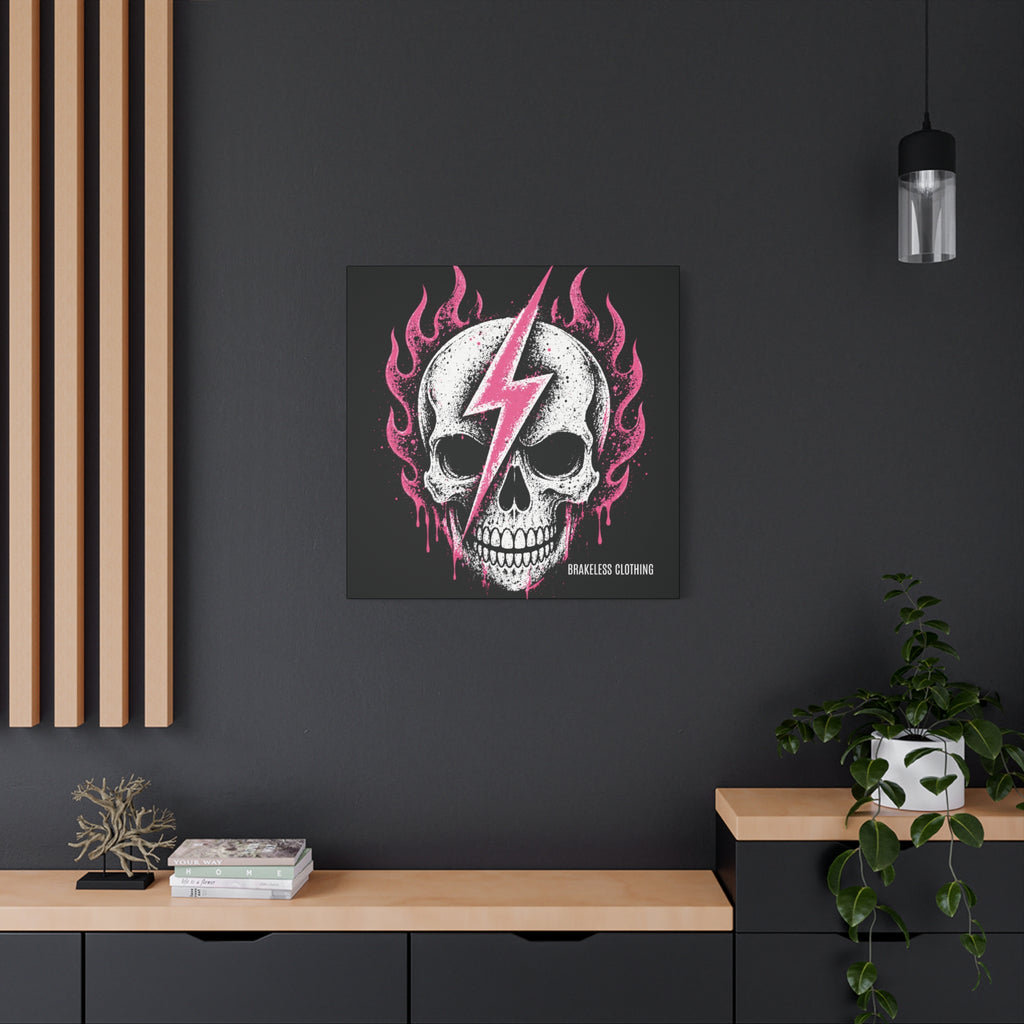 Pink Lightning Skull Canvas - BRAKELESS SEND IT ART