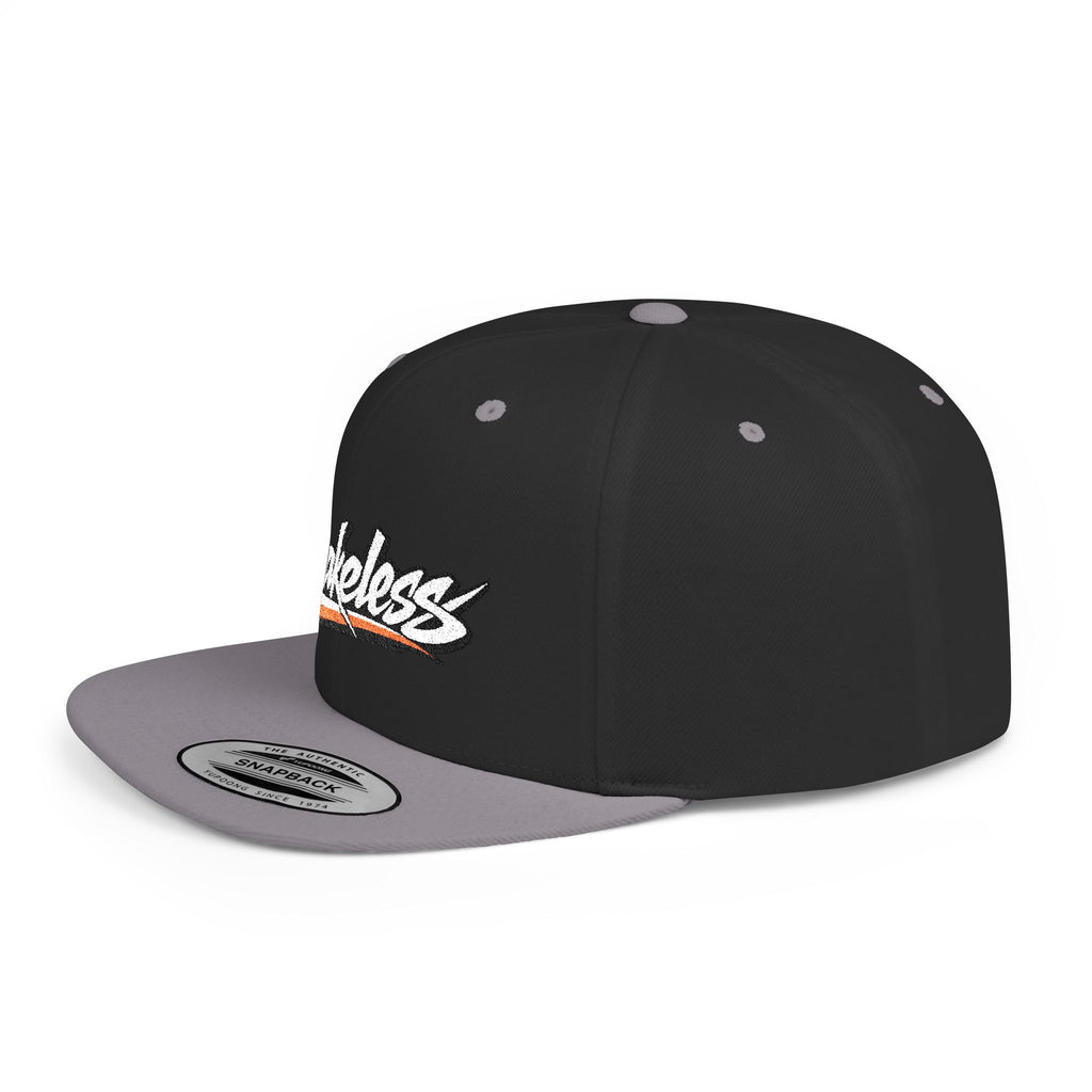 Brakeless Flat Bill Snapback Hat — Streetwear Grey Embroidered Cap
