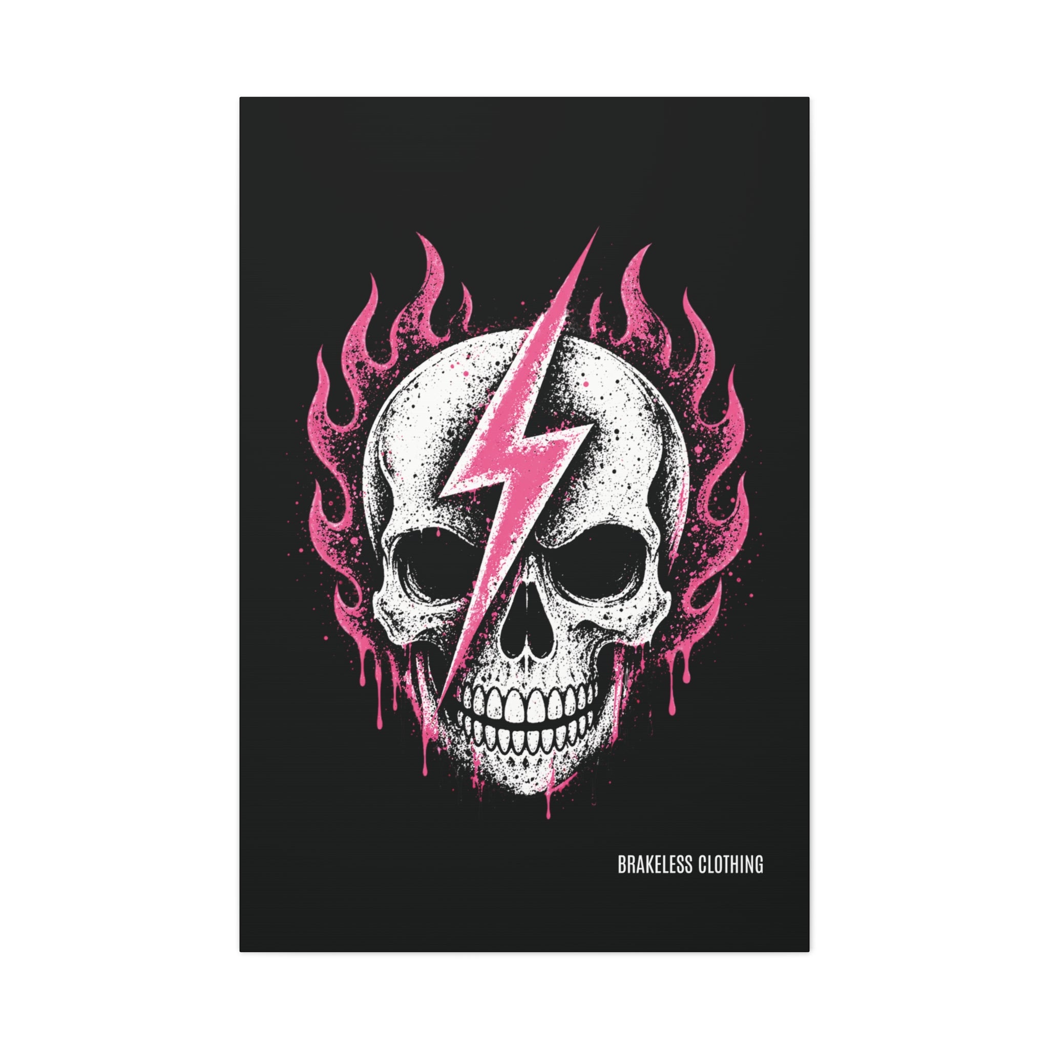 Pink Lightning Skull Canvas - BRAKELESS SEND IT ART