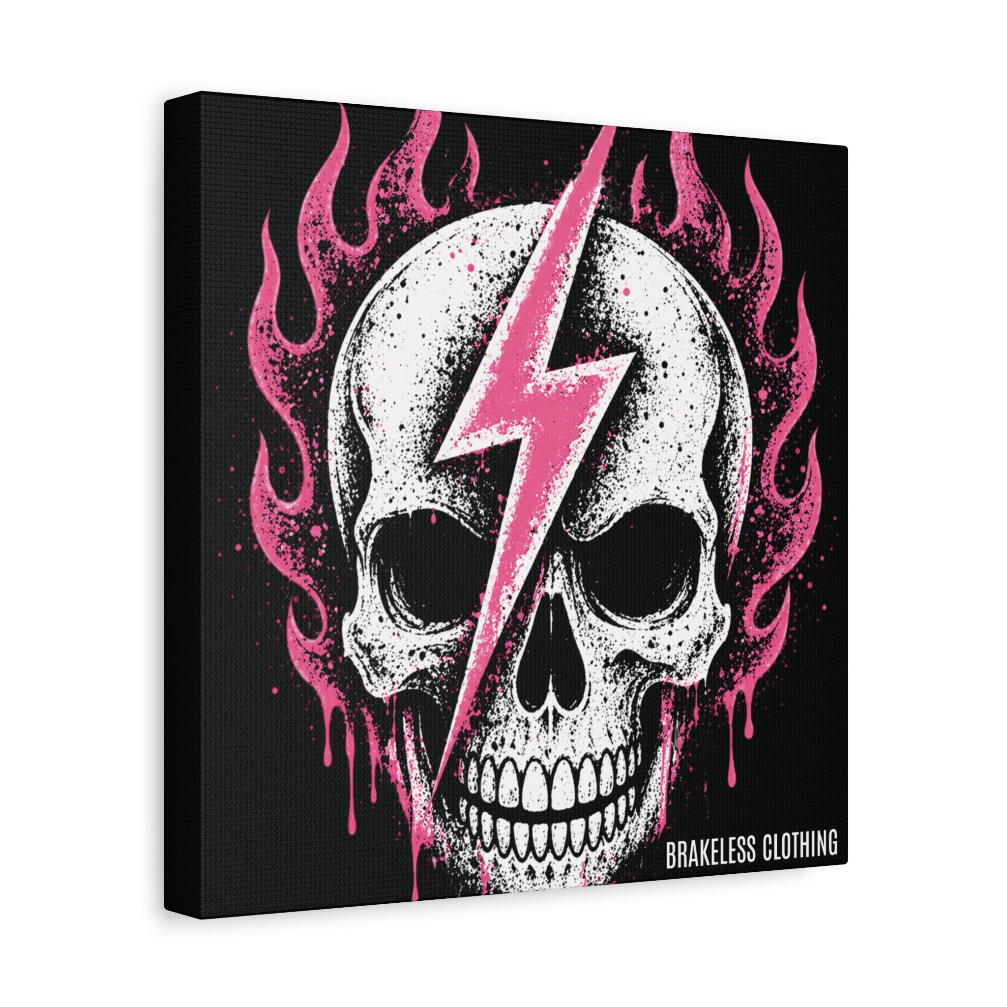 Pink Lightning Skull Canvas - BRAKELESS SEND IT ART