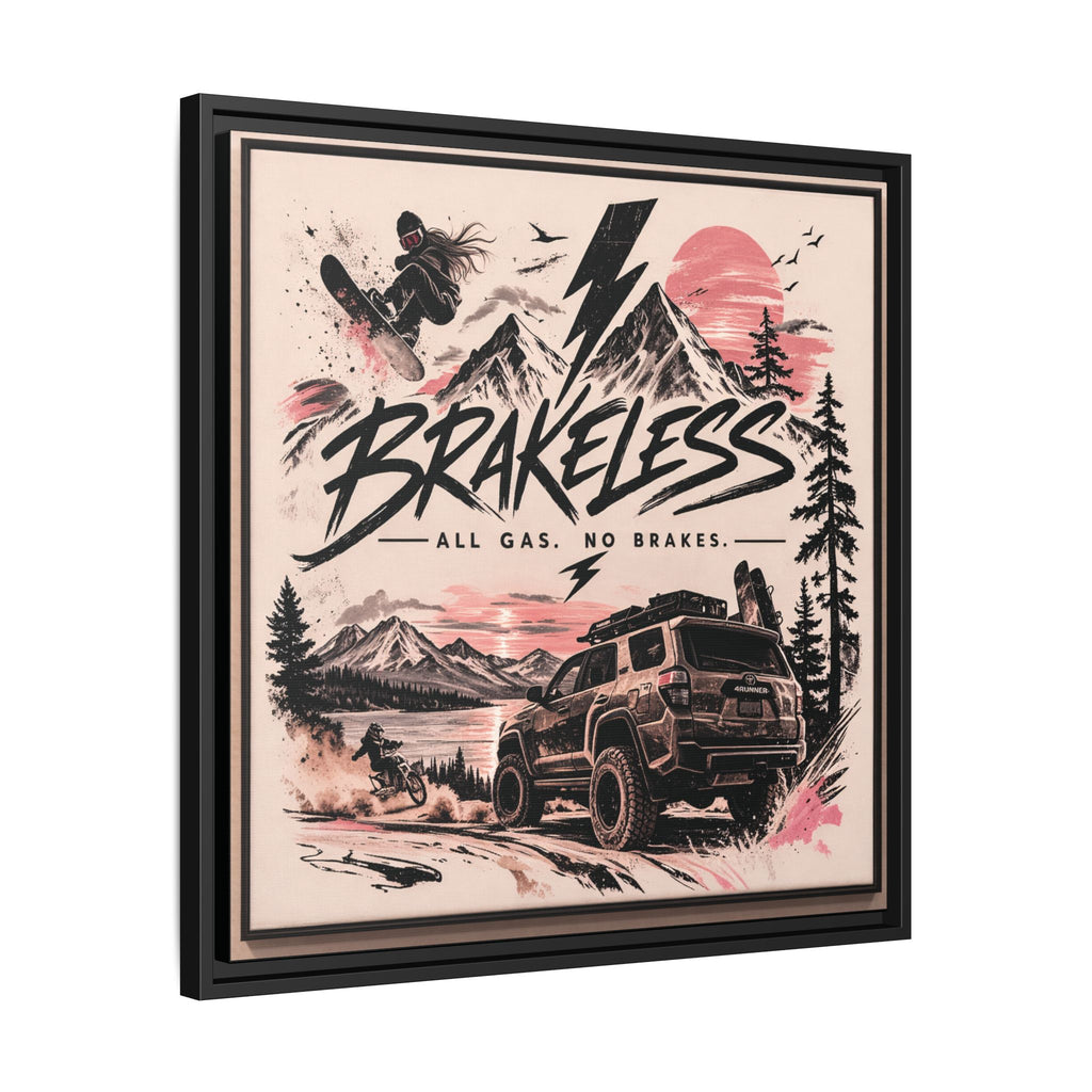 Framed Matte Canvas – "Brakeless: All Gas, No Brakes" Off‑Road Adventure Print