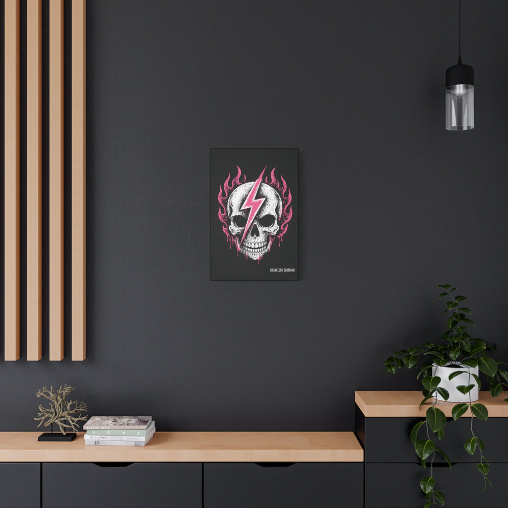 Pink Lightning Skull Canvas - BRAKELESS SEND IT ART