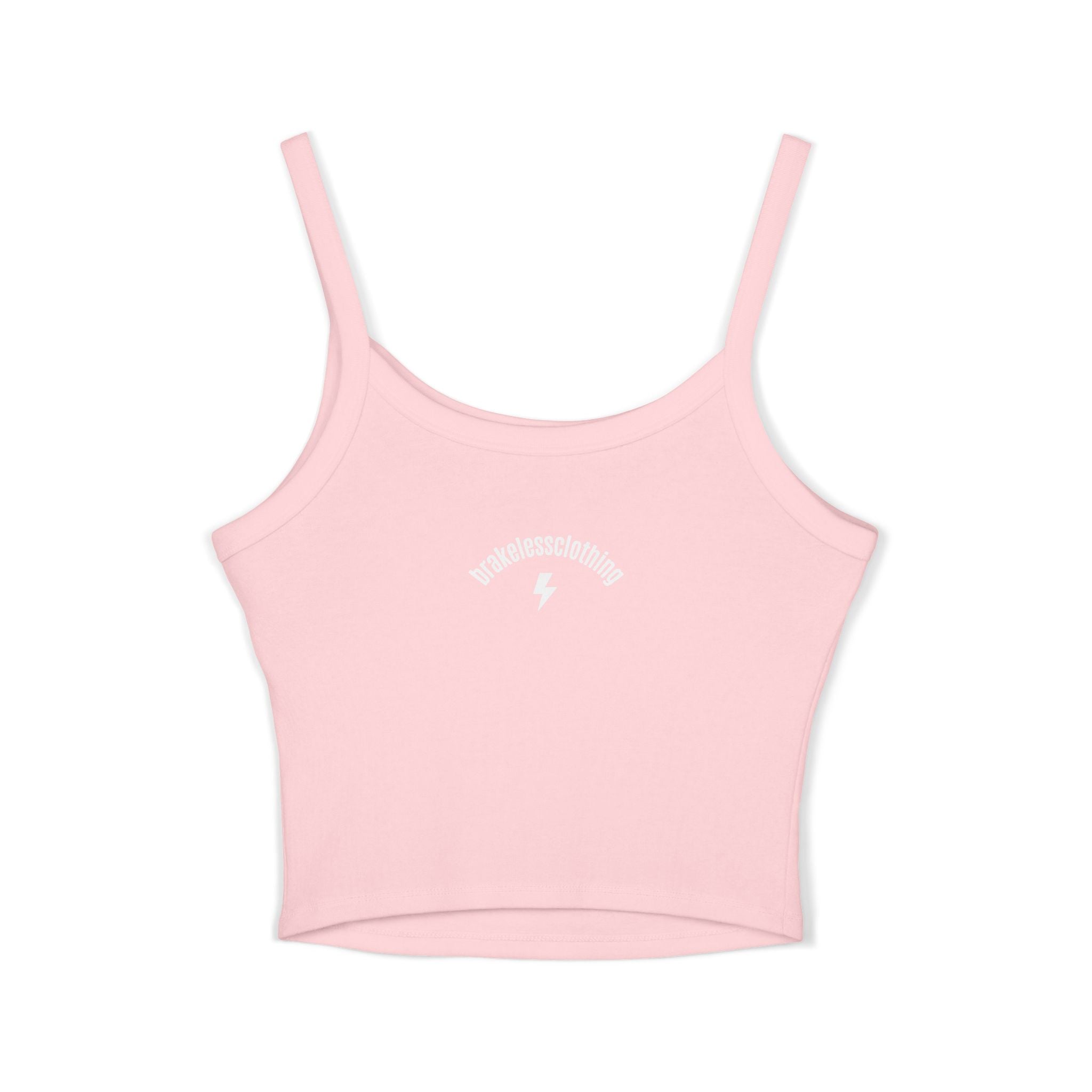 Brakeless Clothing Women's Spaghetti Strap Crop Tank — Bold Pink Logo Streetwear