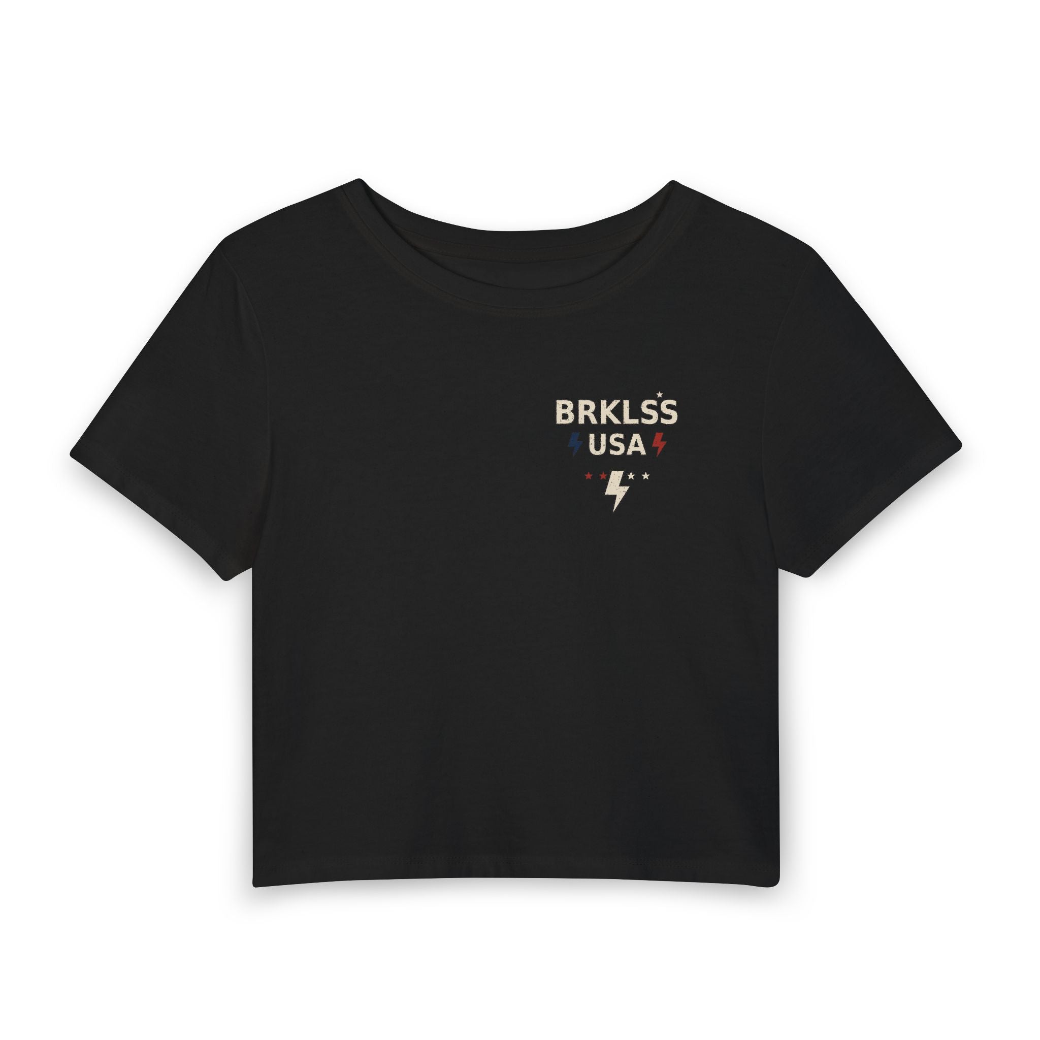 No Brakes Just Sparks Crop Tee — Women’s USA Baby Tee