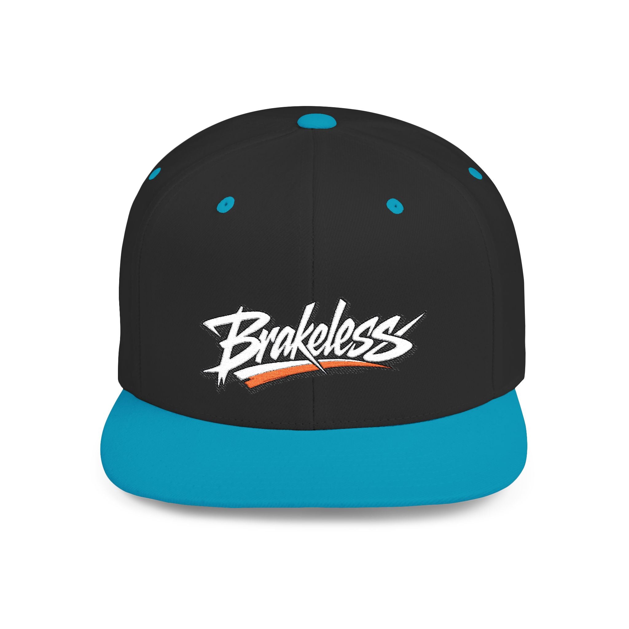 Brakeless Flat Bill Snapback Hat — Streetwear Grey Embroidered Cap