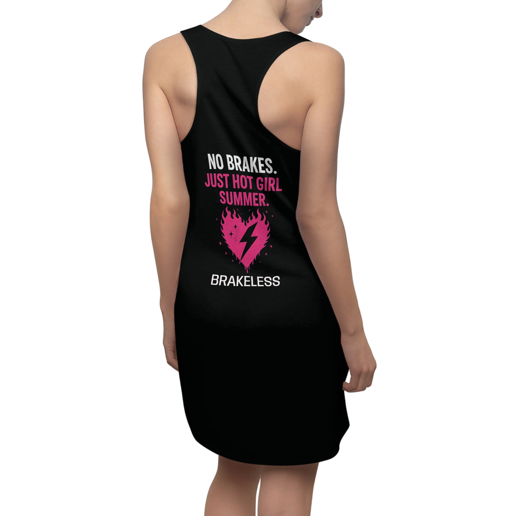 Racerback Dress — "No Brakes. Just Hot Girl Summer." Pink Lightning Heart